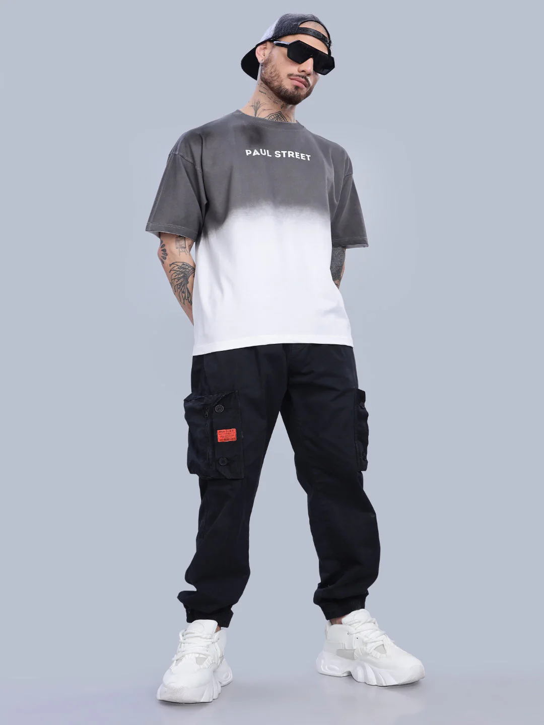 Men Half Hue Oversized Grey T-Shirt - Image 9