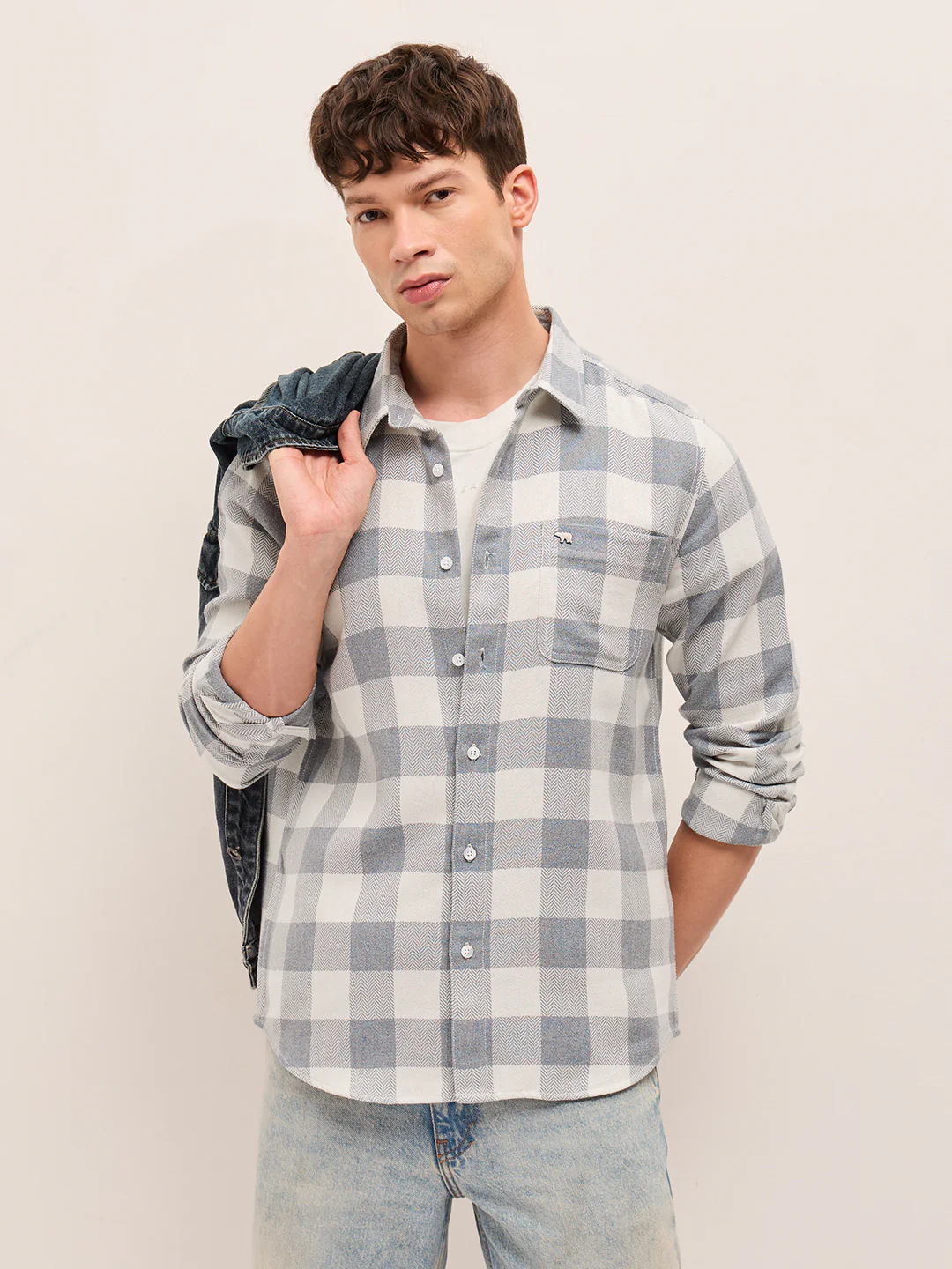 Men Herringbone Casual Shirt
