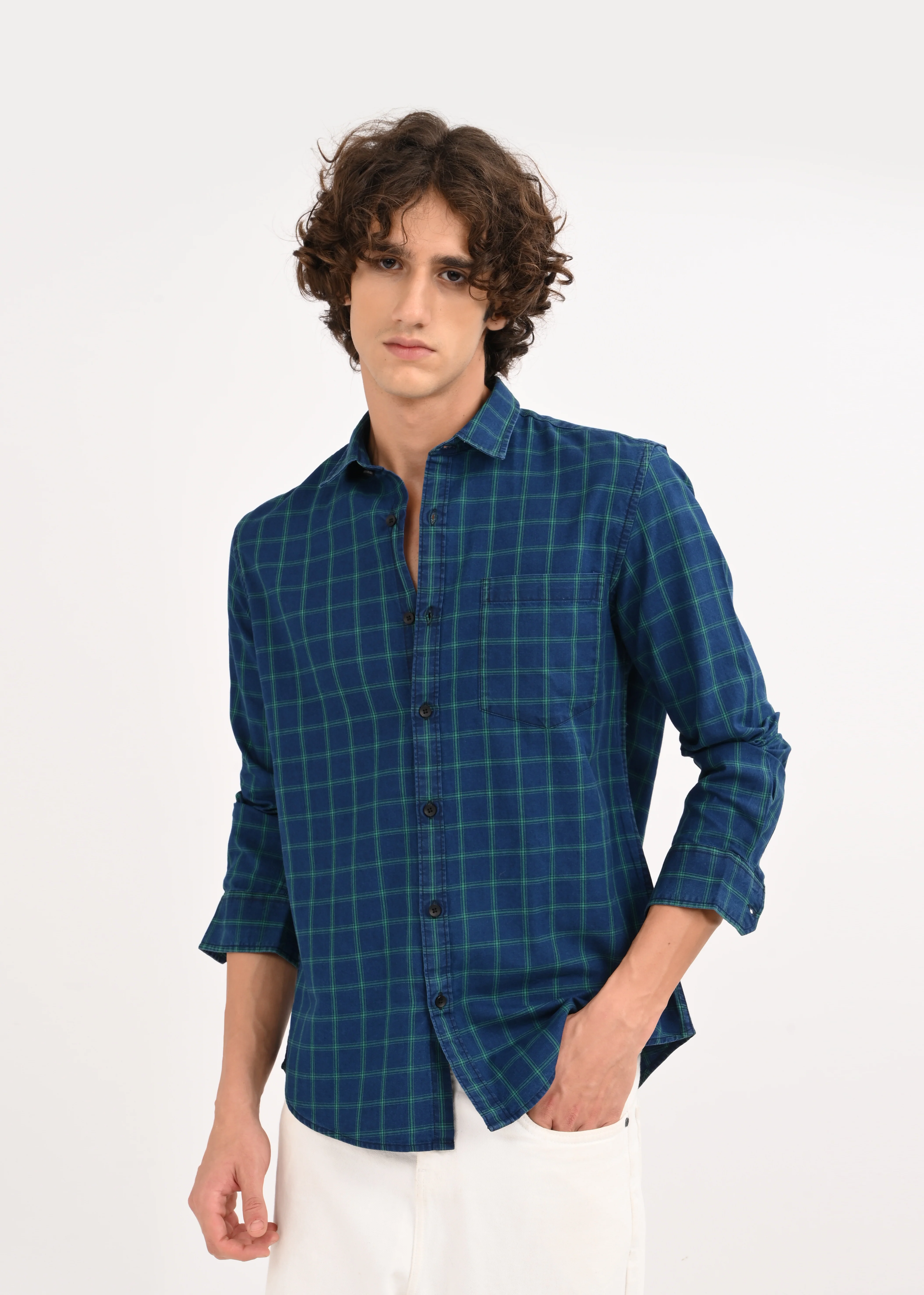 Men Navy Blue Shirt