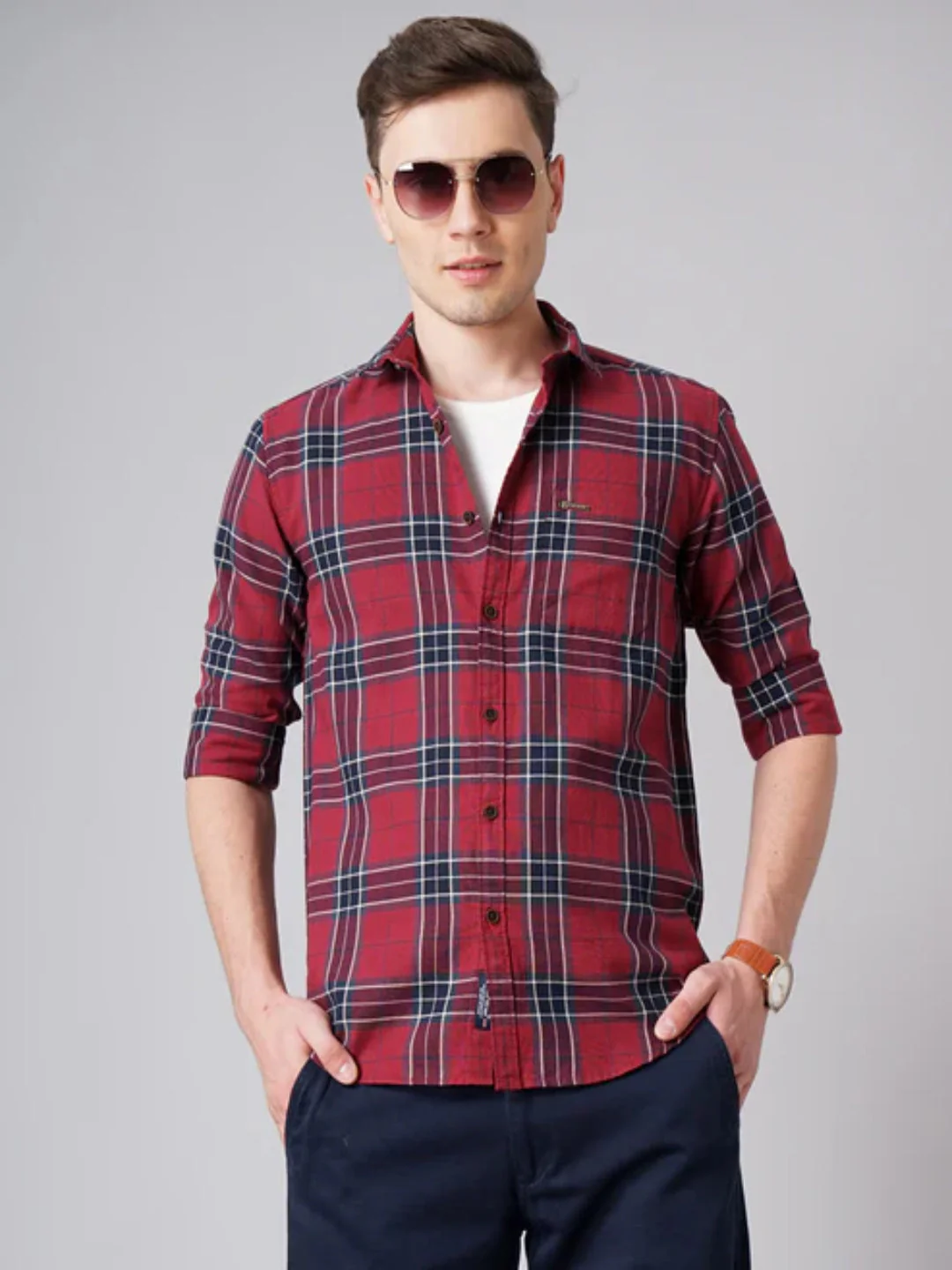 Men Keaton Red Checks Shirt