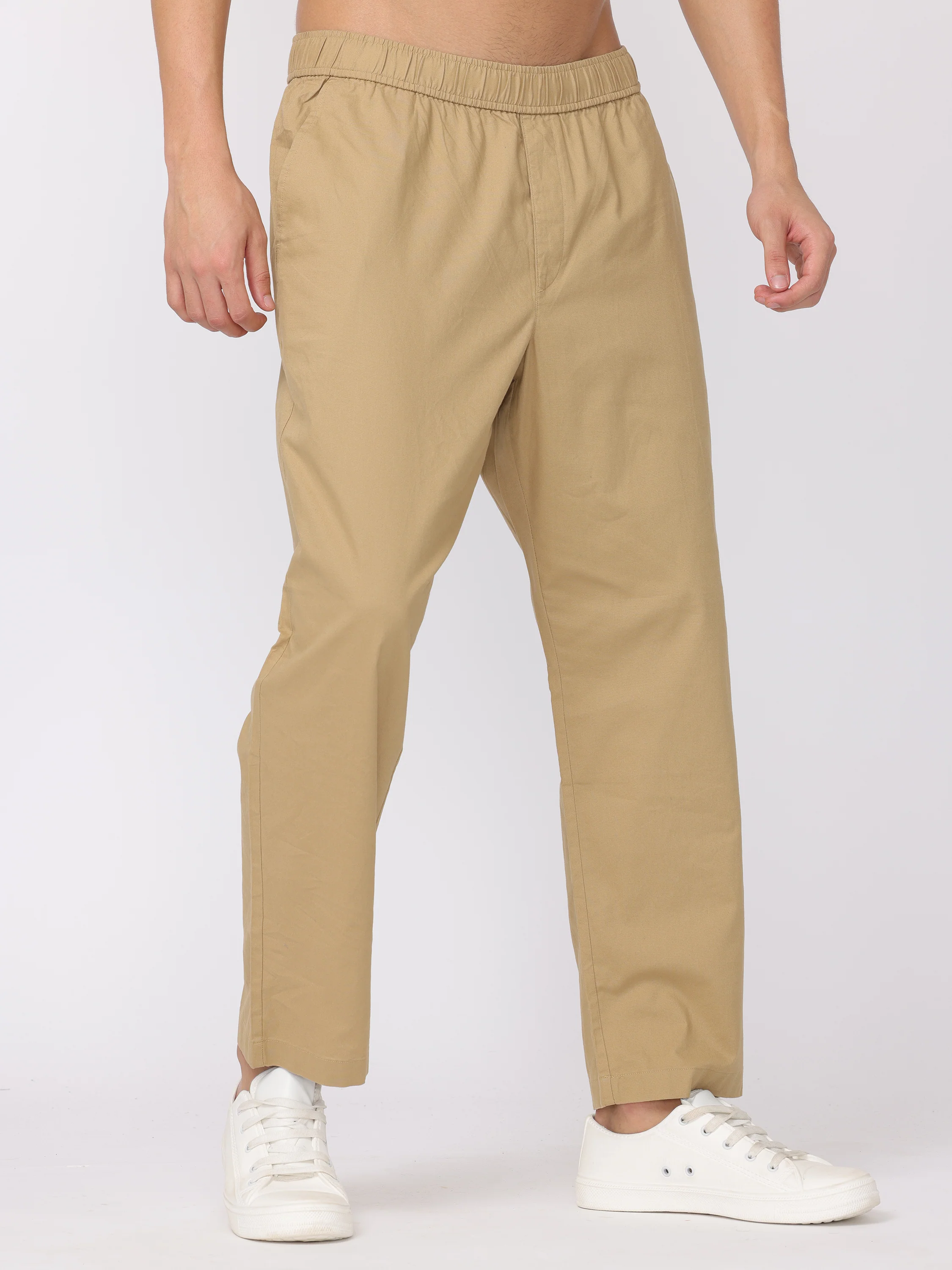Men Khakhi Relaxed Fit Pants