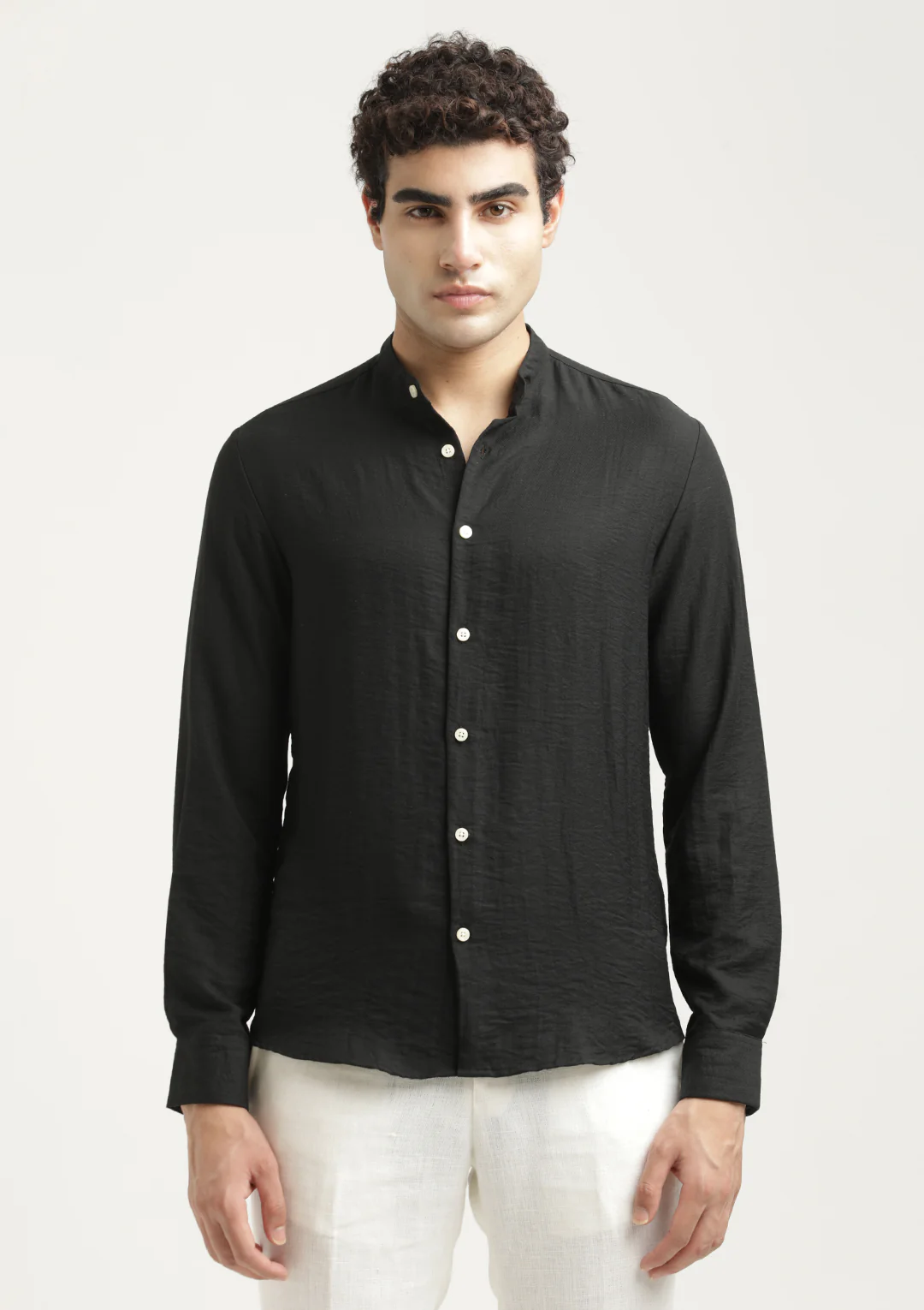 Men Mandarin Collar Nylon Shirt