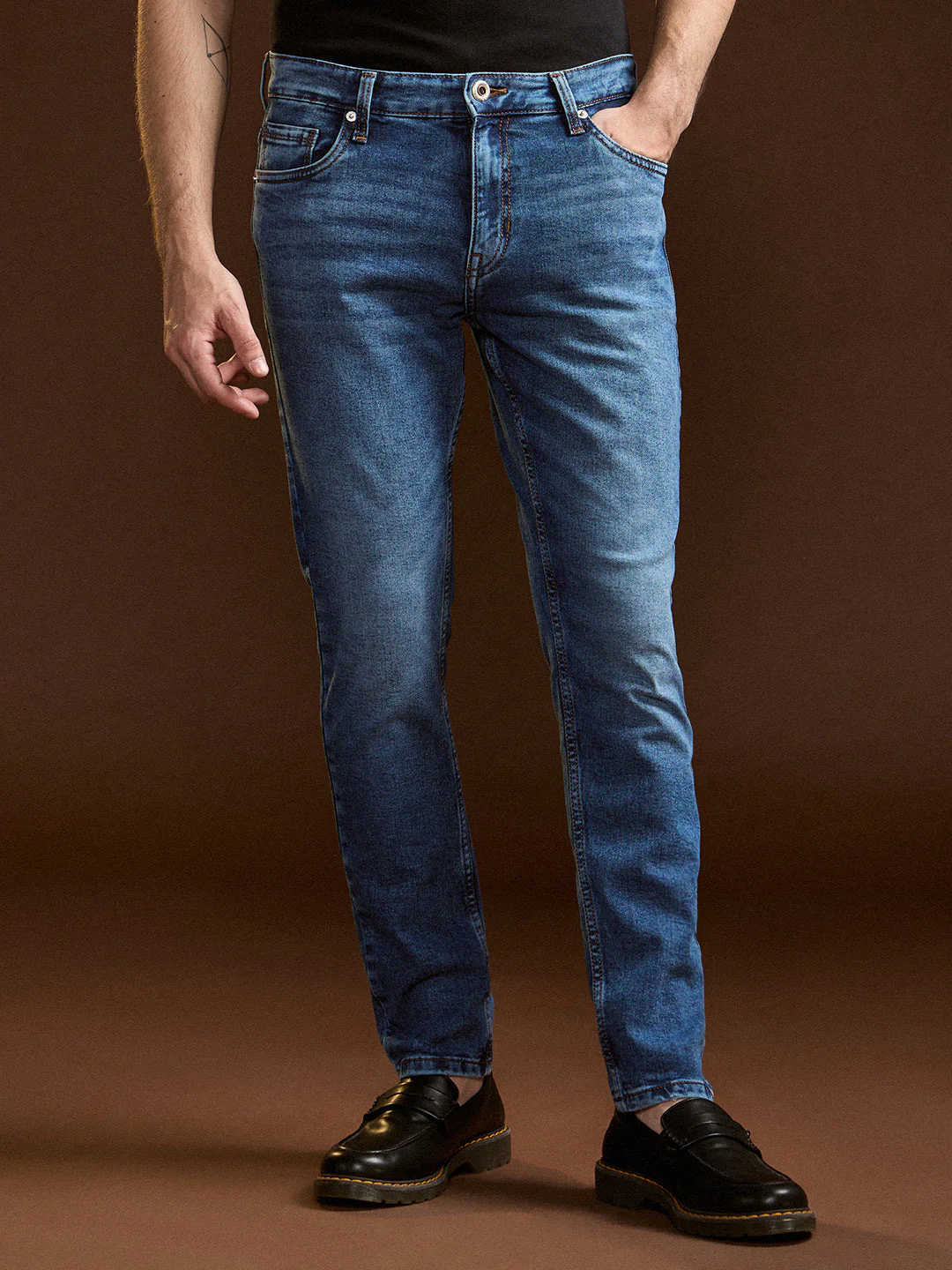 Men Mid BlueMid Fade Mid-Rise Skinny Fit Jeans