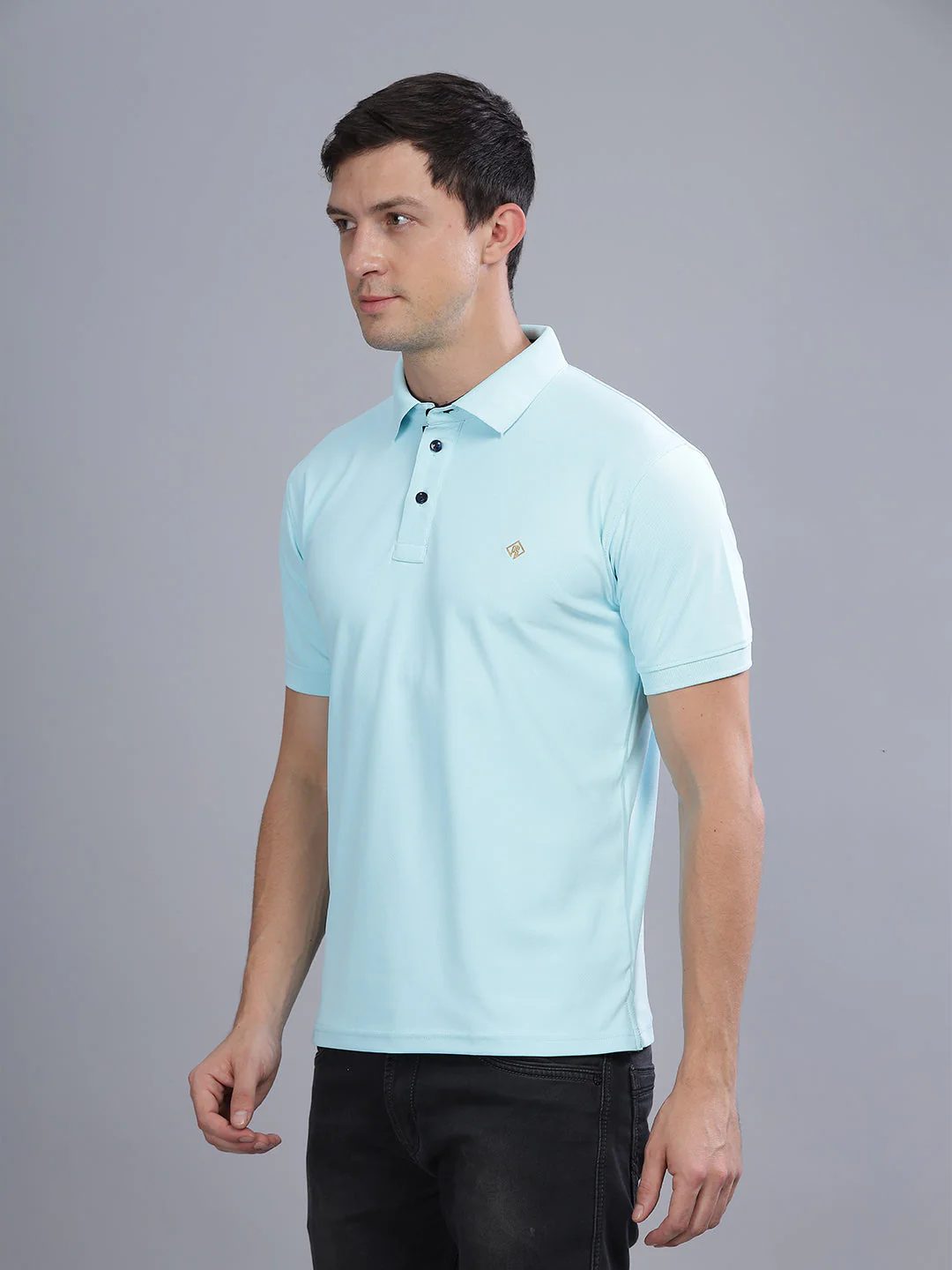 Men Mint Blue Dryfit Polo T-Shirt - Image 7