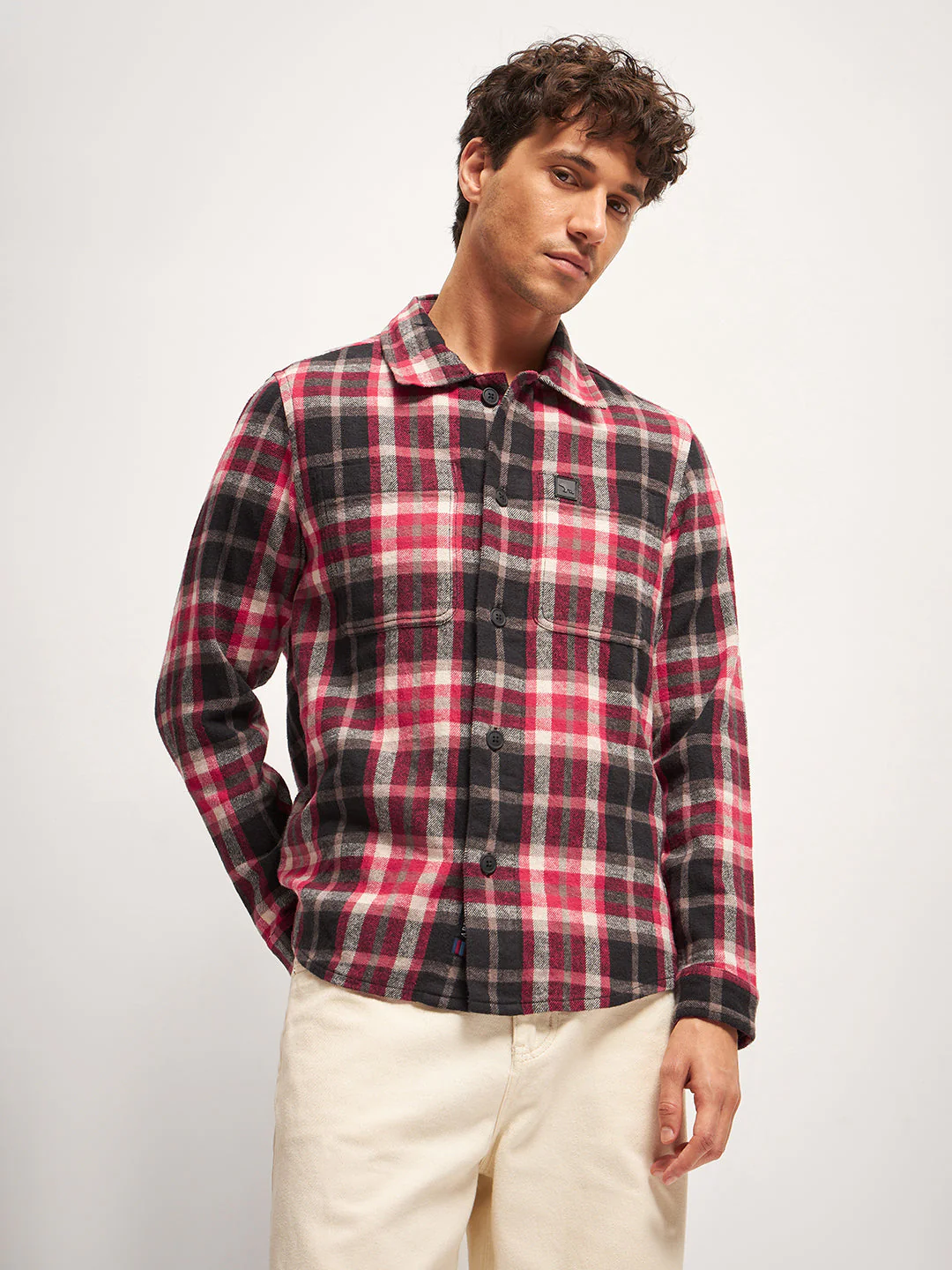 Men Multi-Color Checked Regular Fit Overshirt