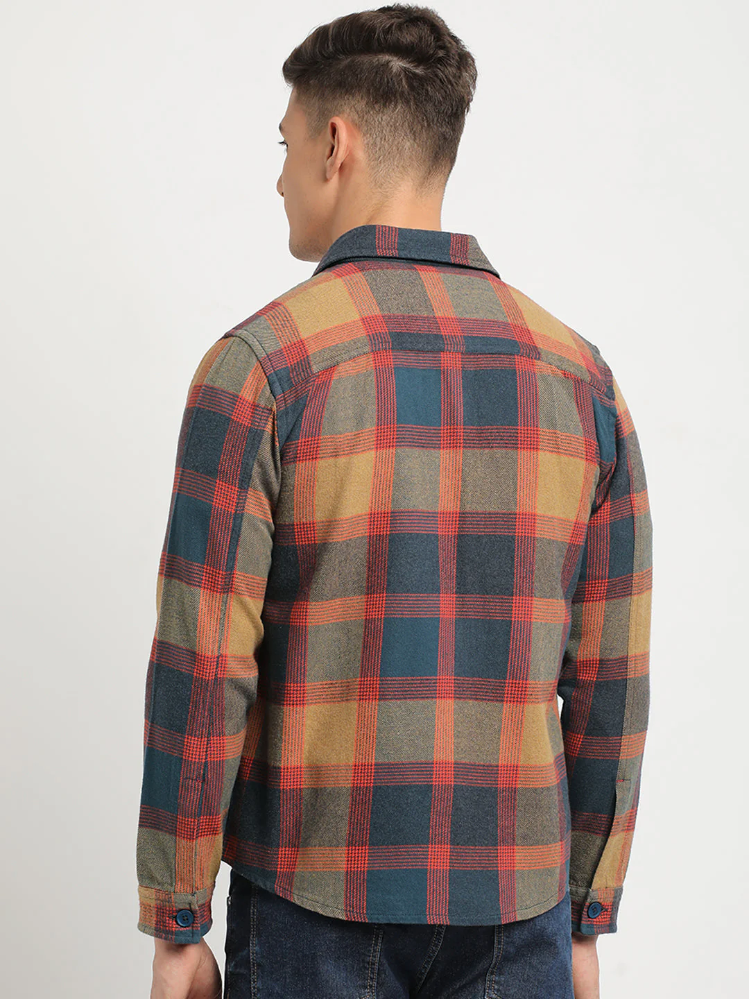 Men Multi-color Checkered Regular Fit Shacket - Image 4