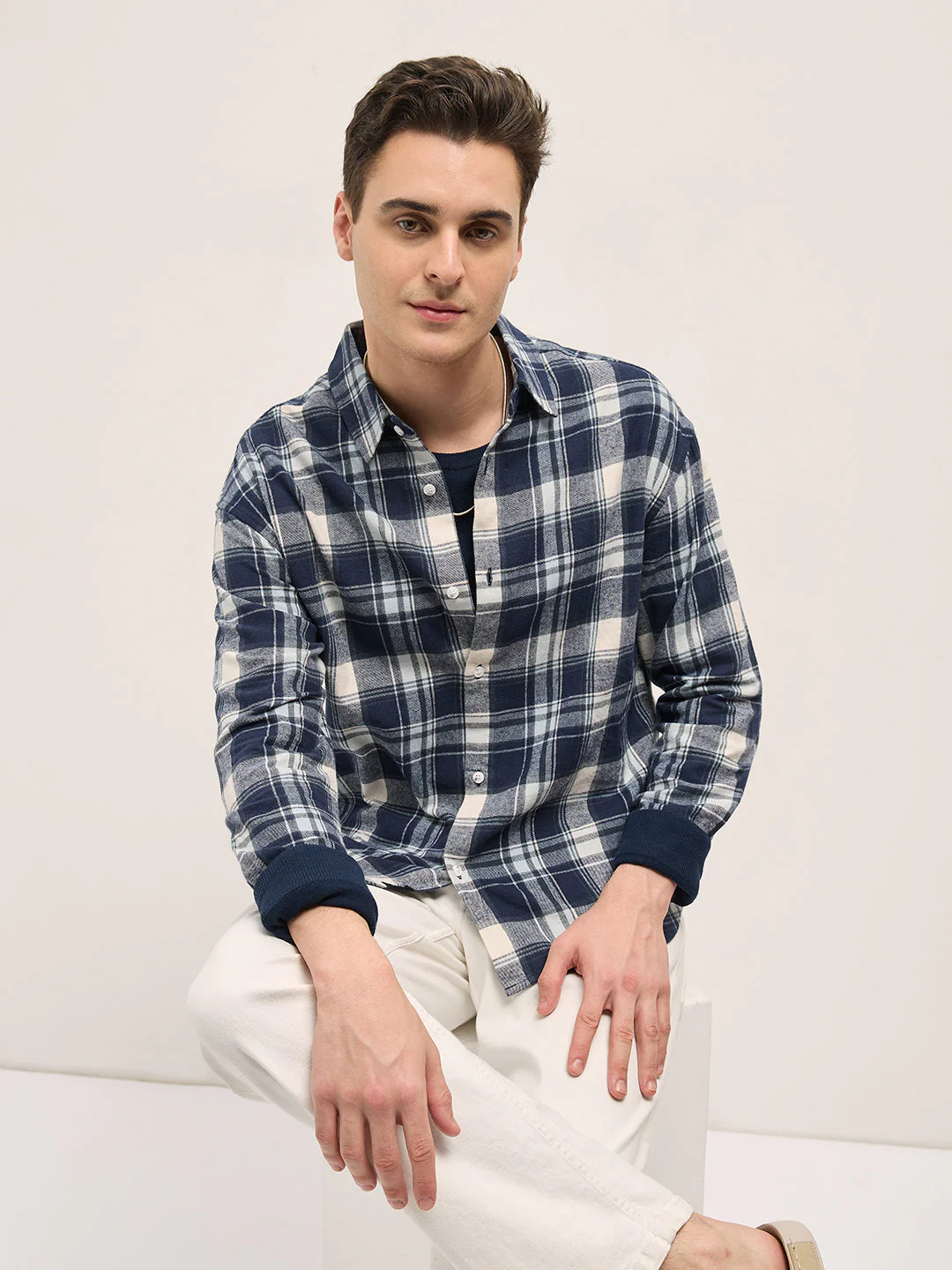 Men Multi-Color Checkered Relax Fit Overshirt