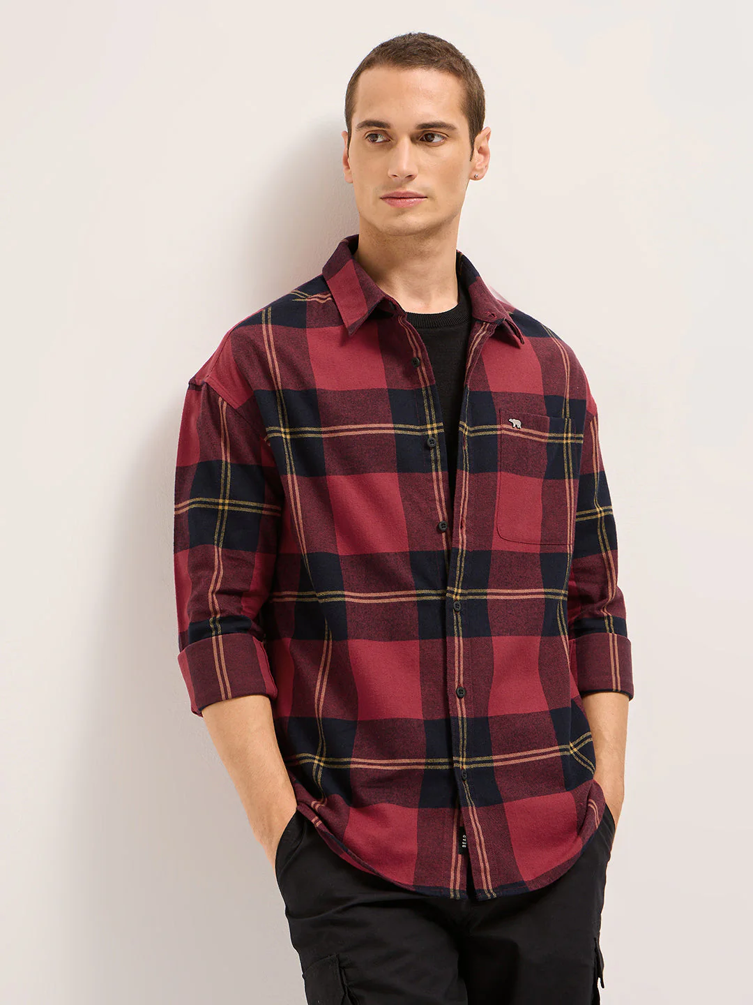 Men Multicolor Tartan Checked Relaxed Fit Casual Shirt
