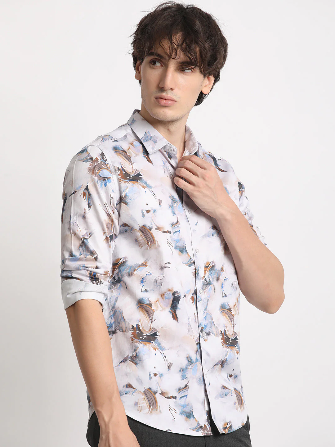 Men Multicolour Printed Slim Fit Cotton Casual Shirt