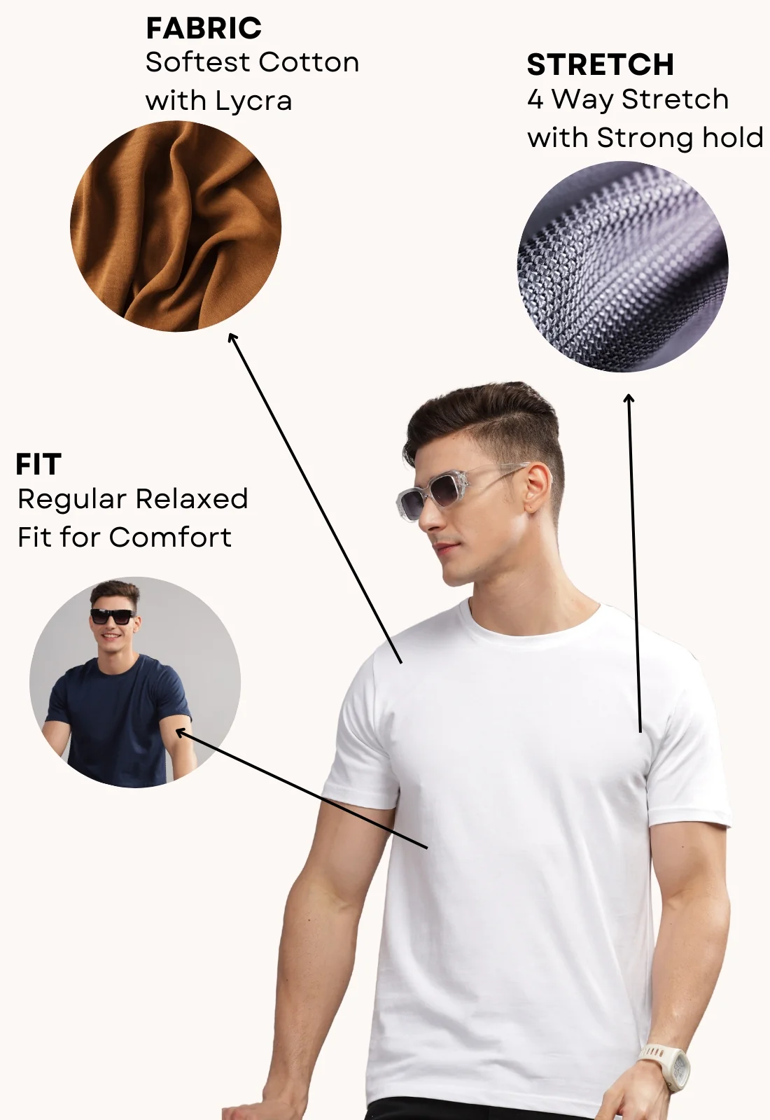 Men Olive Round Neck T Shirt - Image 5