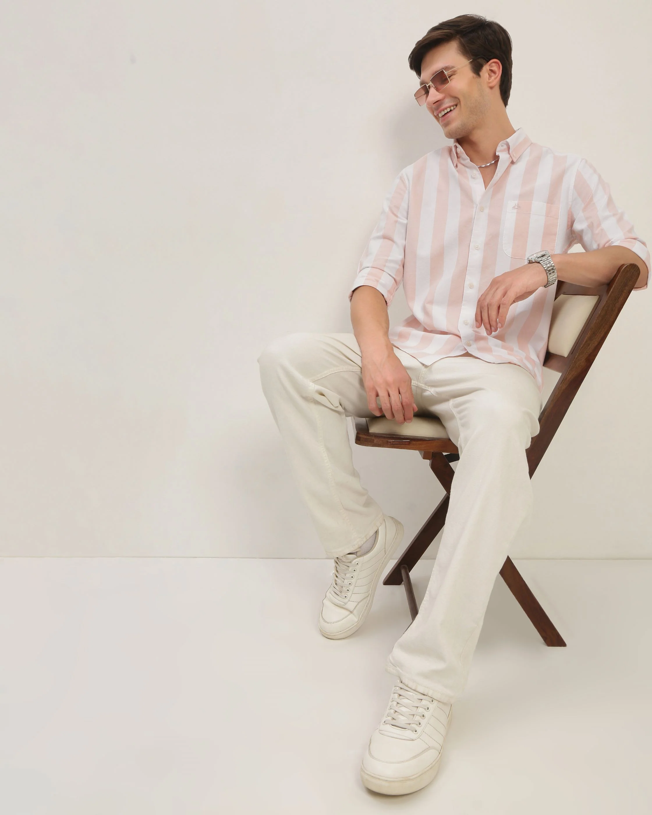 Men Orange Striped Shirt
