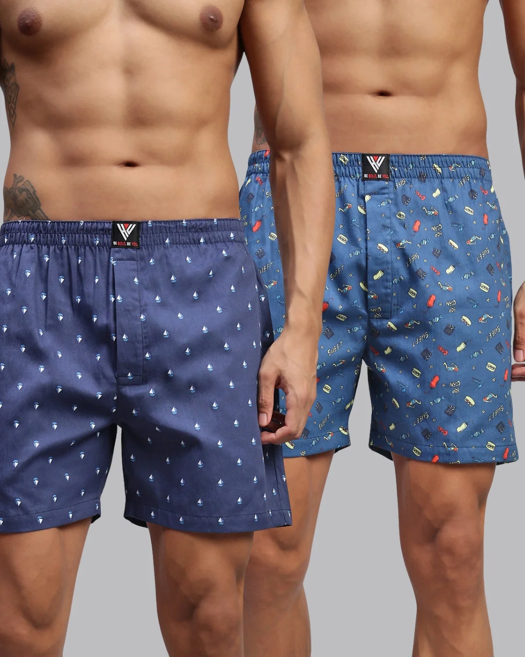 Men Pack of 2 Printed Cotton Boxer Shorts