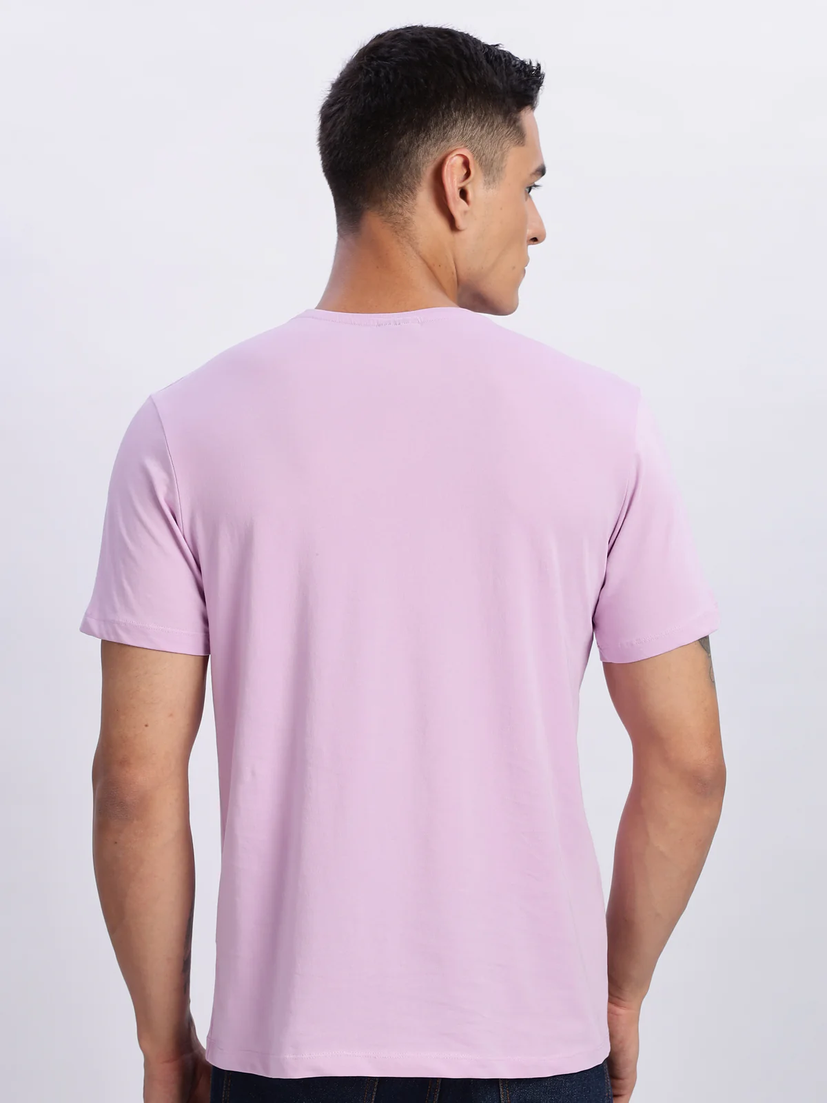 Men Printed Lavender T Shirt - Image 3