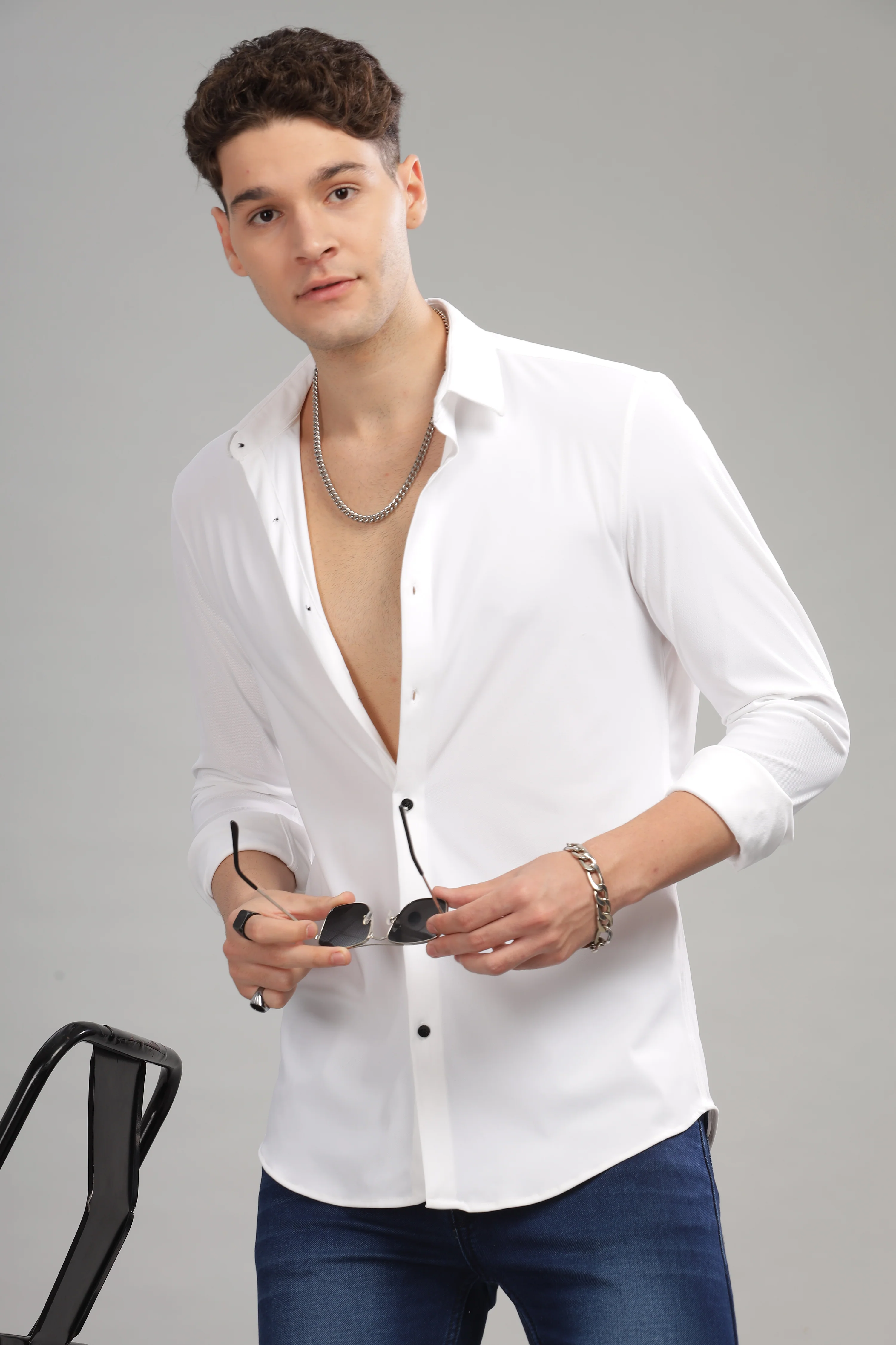 Men White Slim Fit Shirt