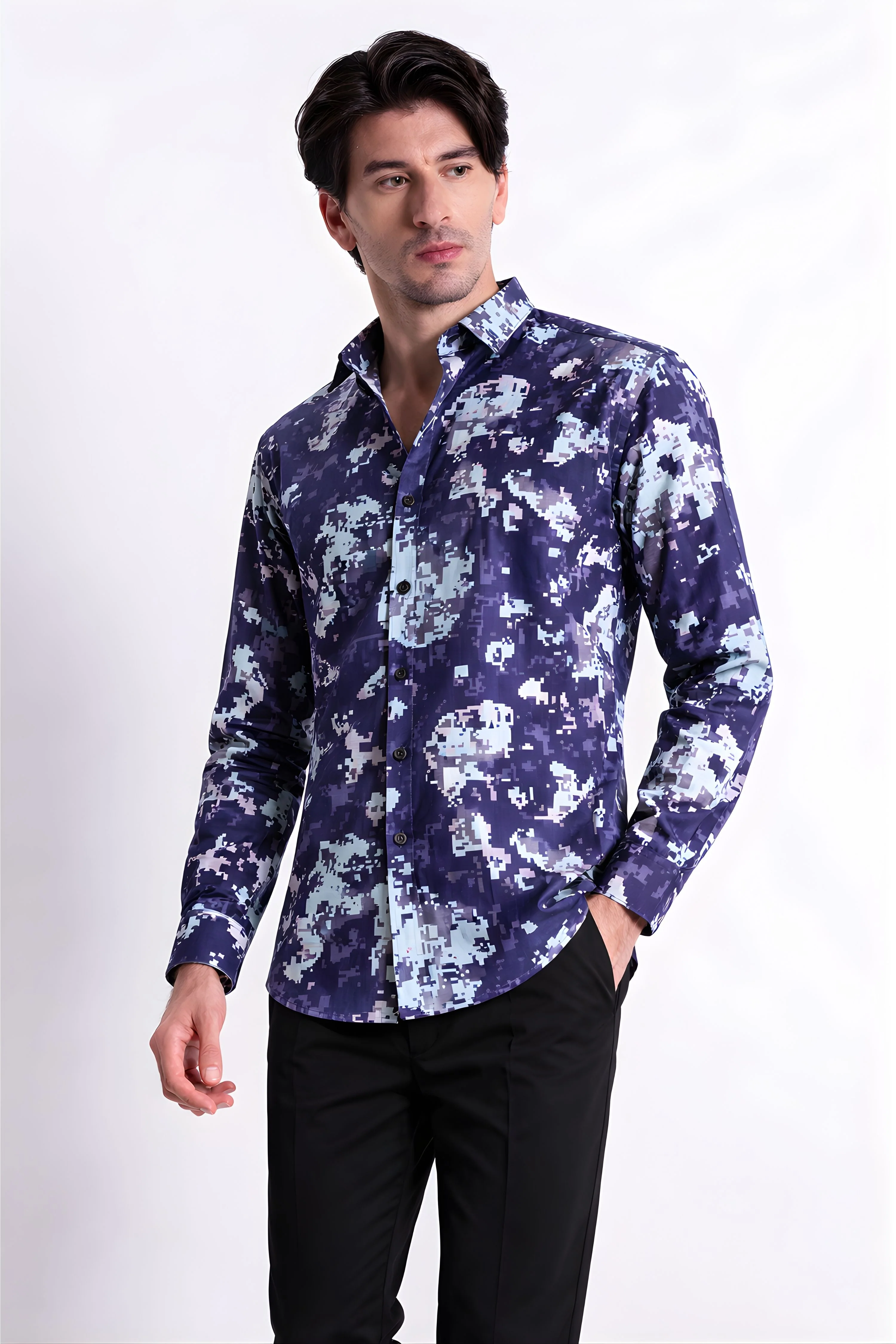 Men Refined Floral Digital Print Shirt