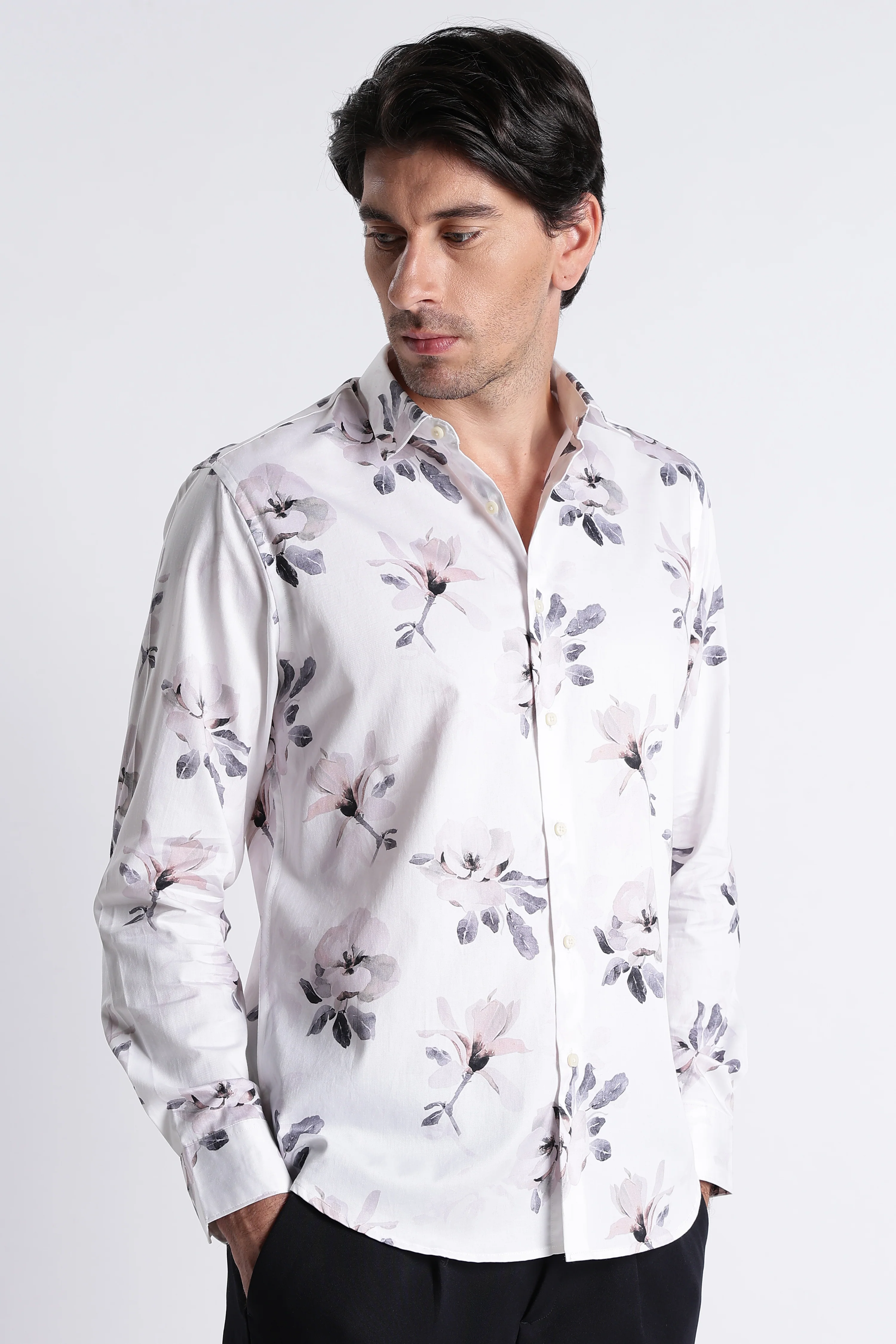 Men Refined Floral Digital Print Shirt
