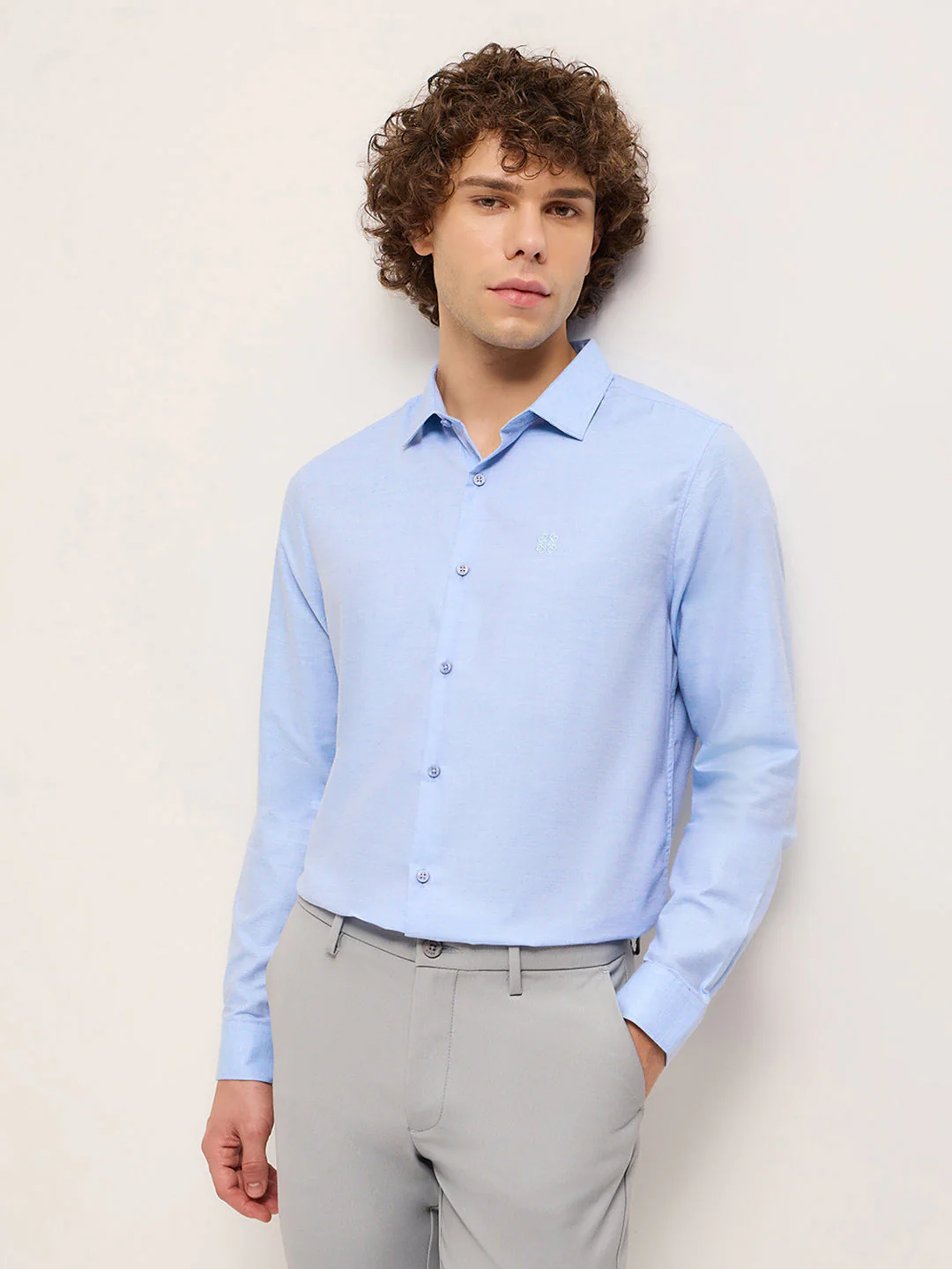Men Shirt Blue Solid Tailored Fit Formal Shirt