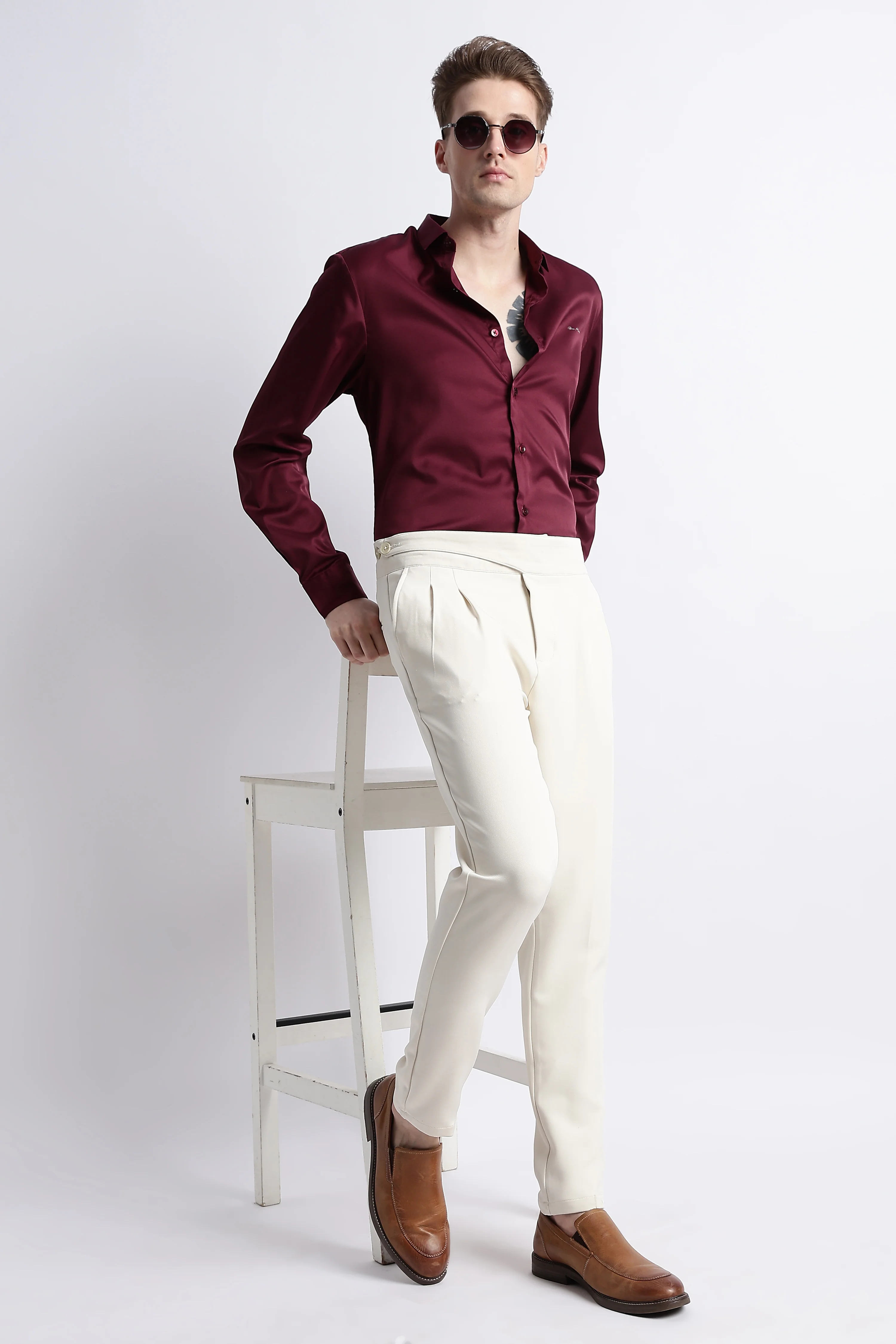 Men Smooth Satin Party Shirt