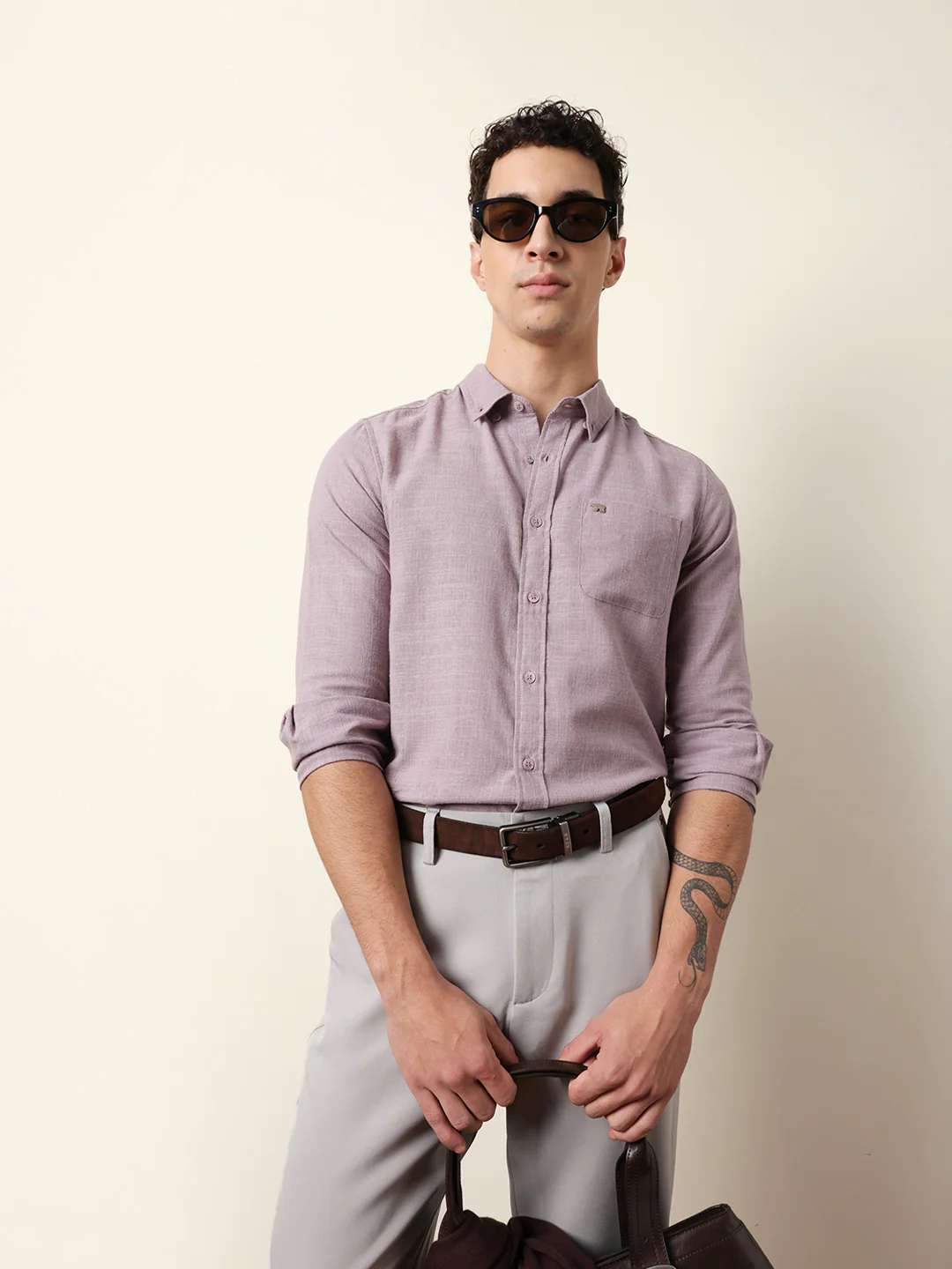 Men Solid Casual Full-Sleeve Shirt