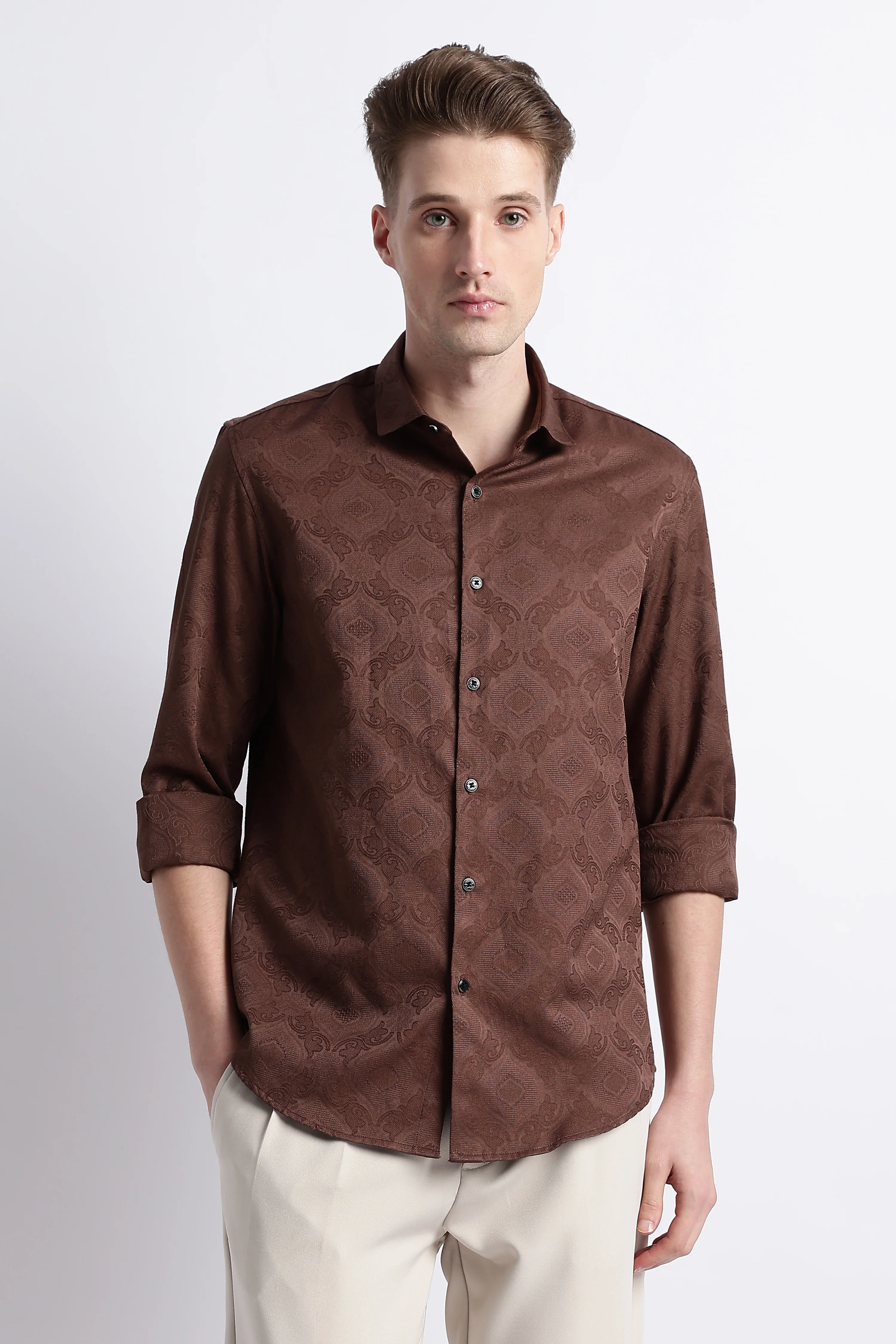 Men Textured Jacquard Shirt