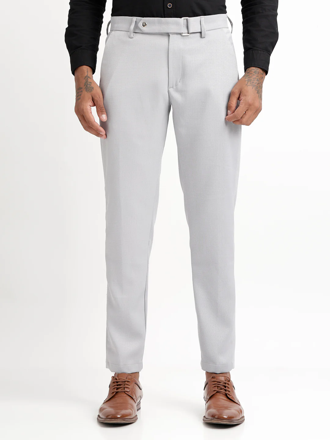 Men Textured Slim Fit Trousers