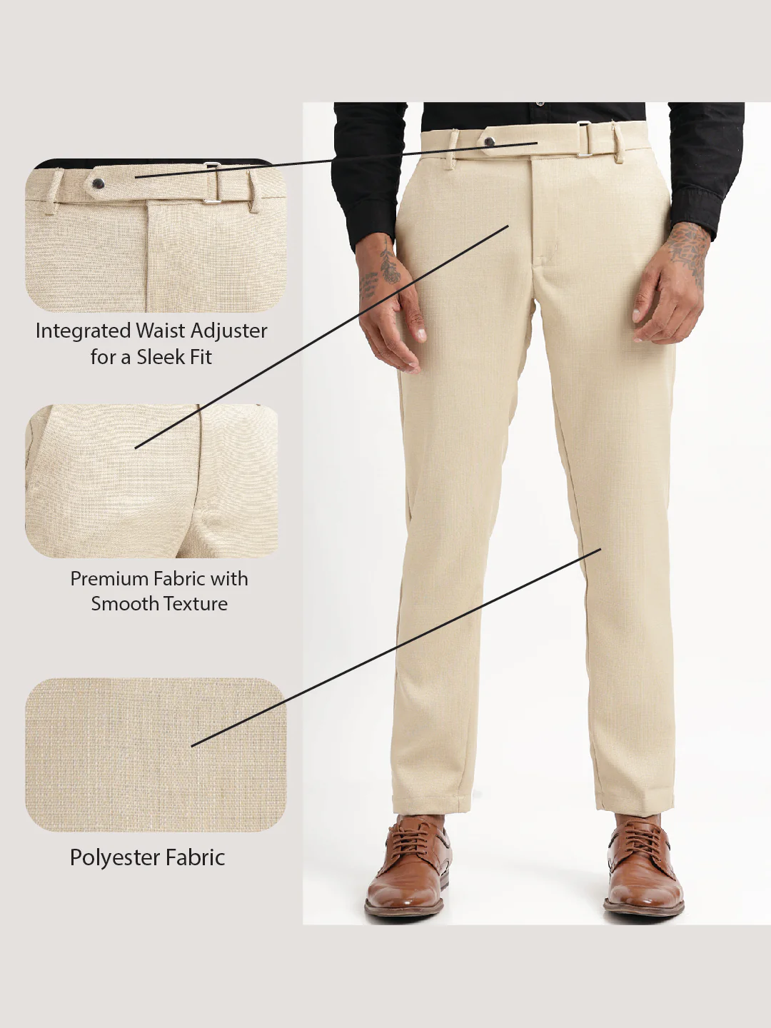Men Textured Slim Fit Trousers - Image 2