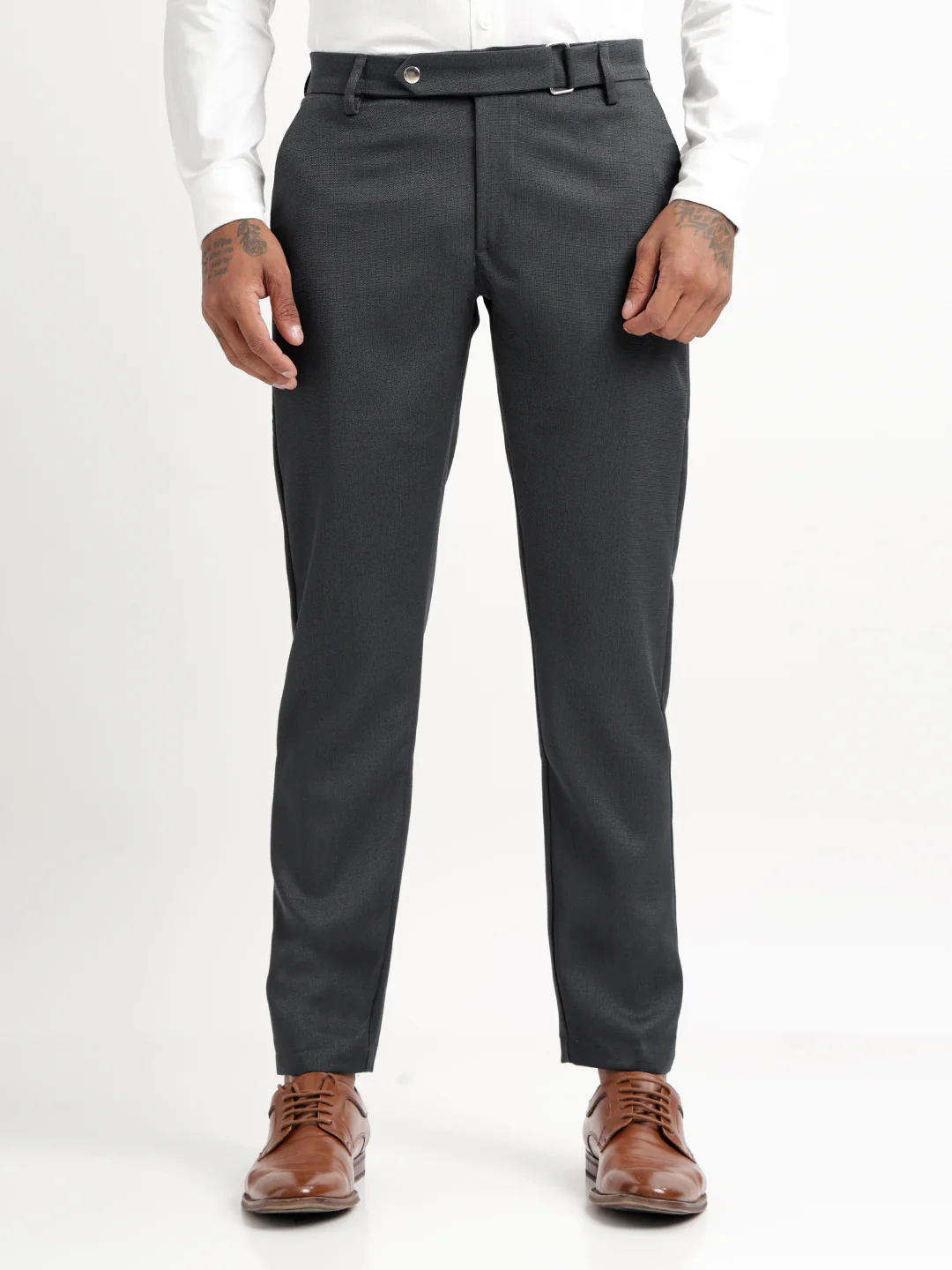 Men Textured Slim Fit Trousers