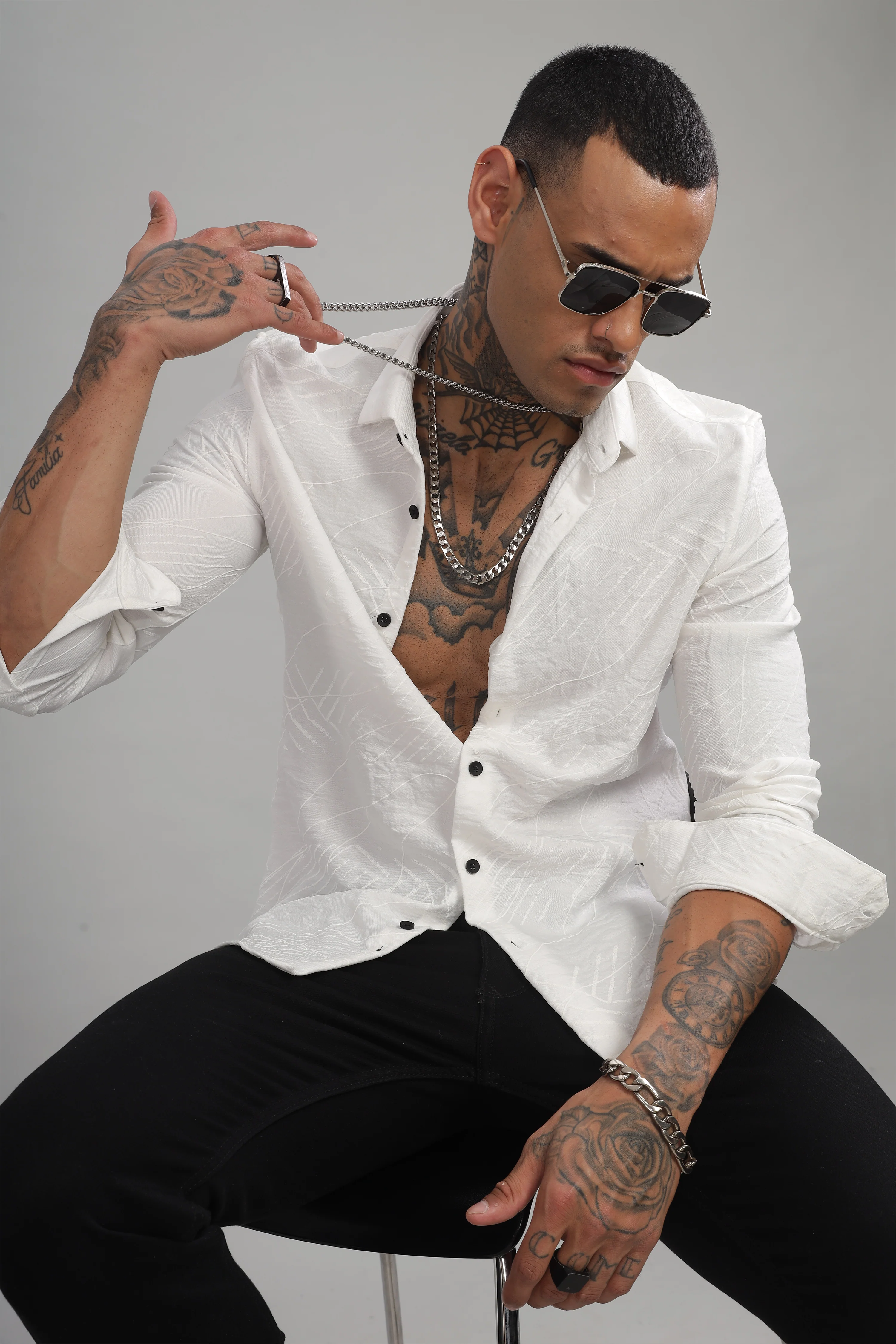 Men White Slim Fit Shirt