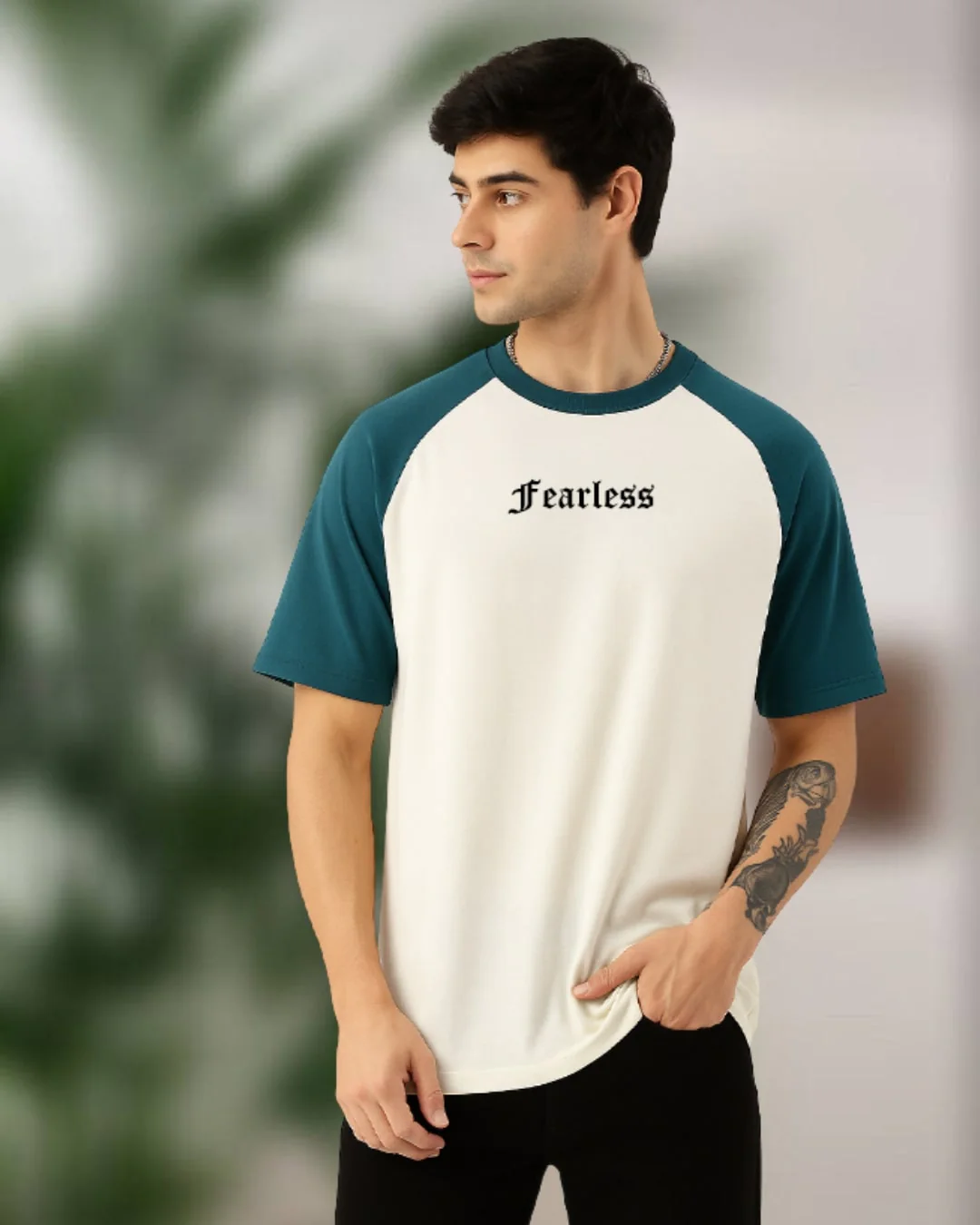 Men White Typography Oversized T-Shirt
