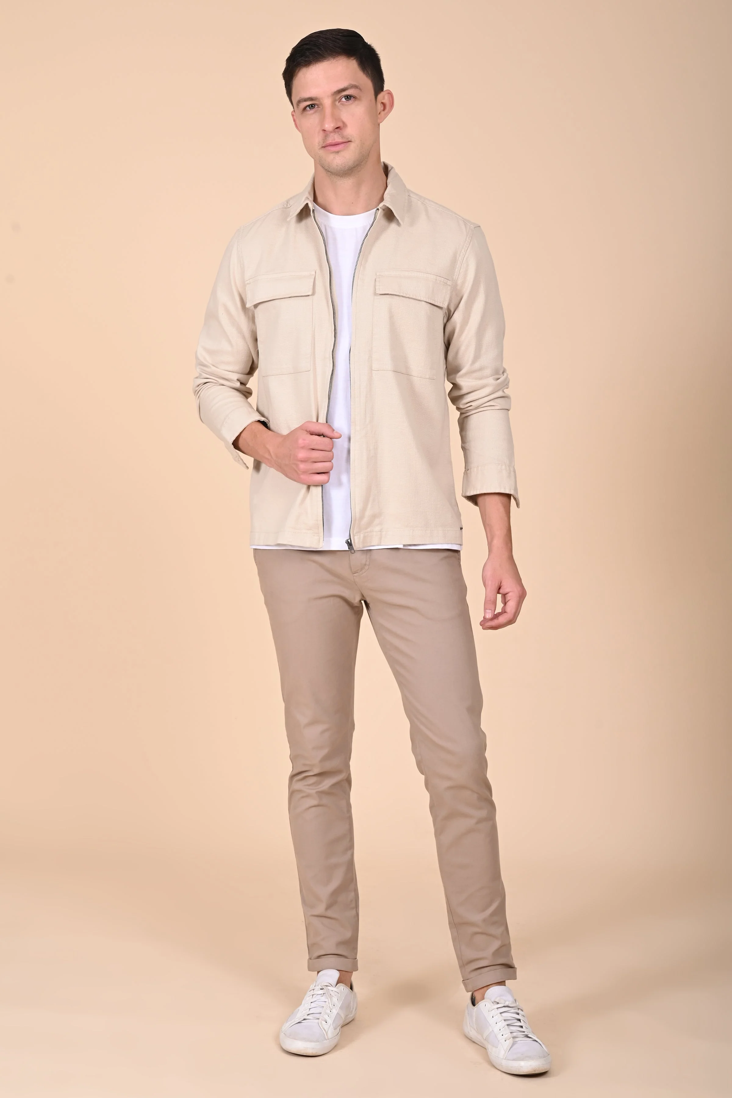 Men Winnie Zipper Jacket Beige Charm