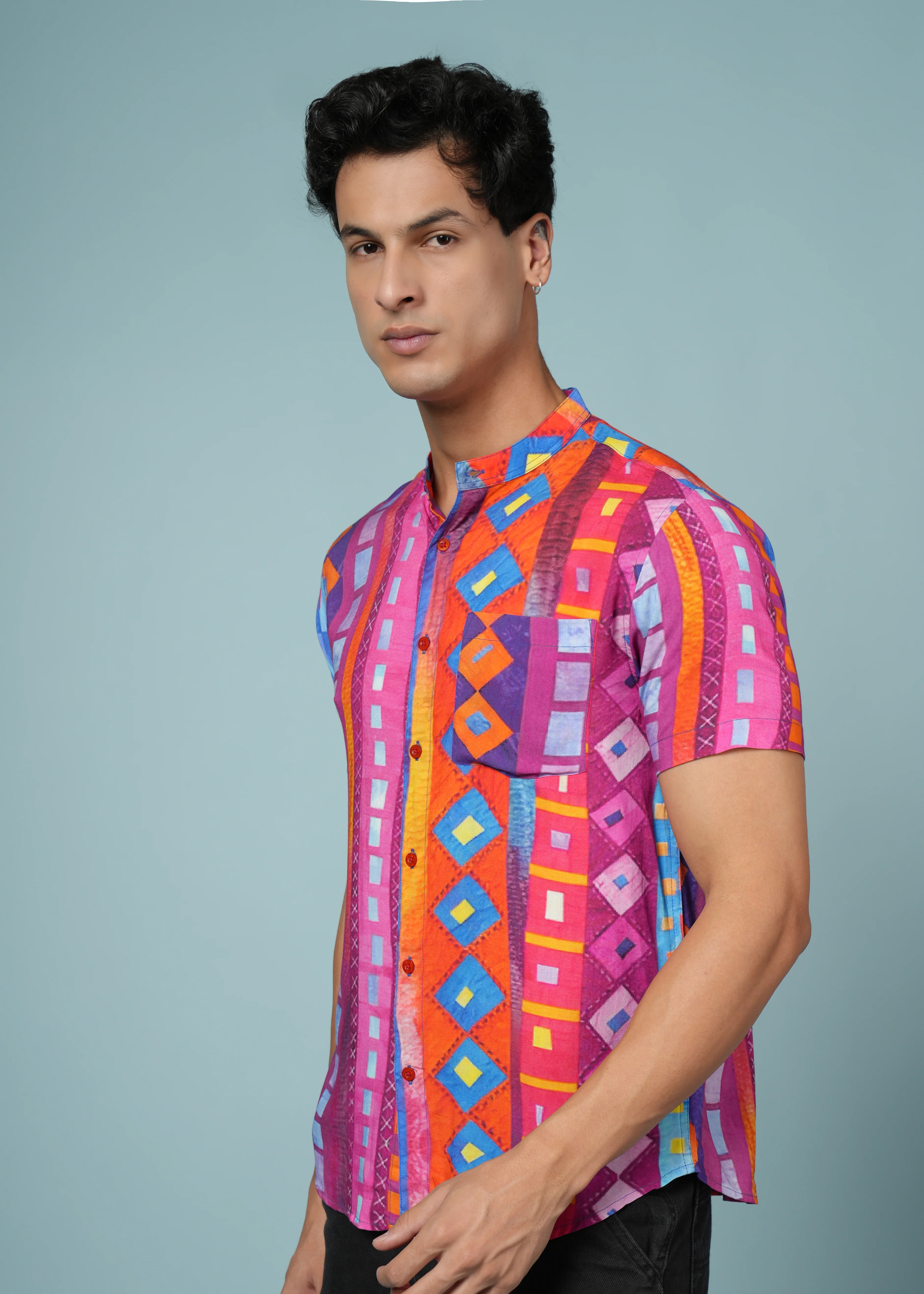 Men Printed Multi Viscose Rayon Shirt - Image 4