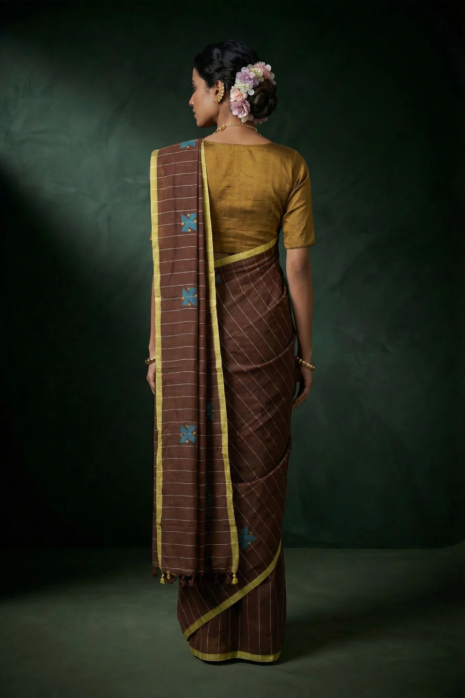 Mritika Brown Handwoven Cotton Saree - Image 3