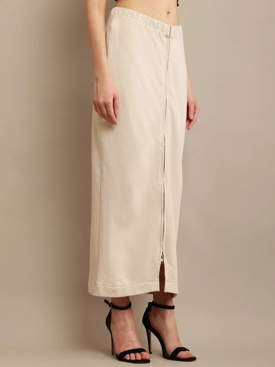 Women Beige Maxi Skirt - Image 4