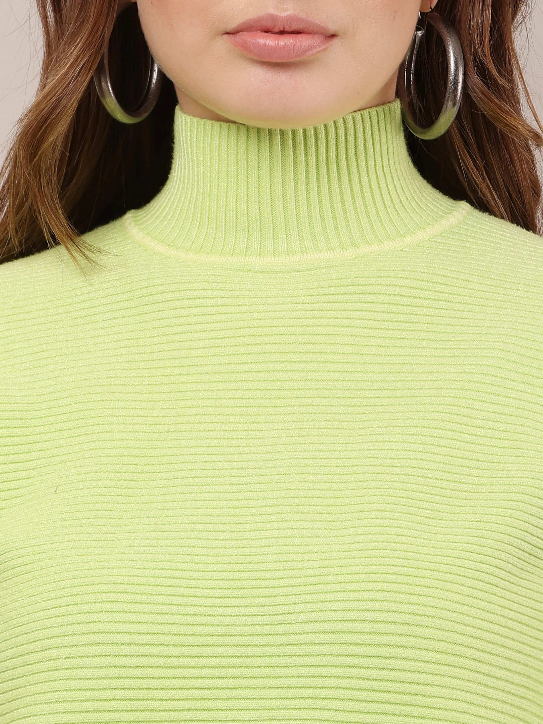 Women Acrylic Drop Shoulder Green sweater - Image 5