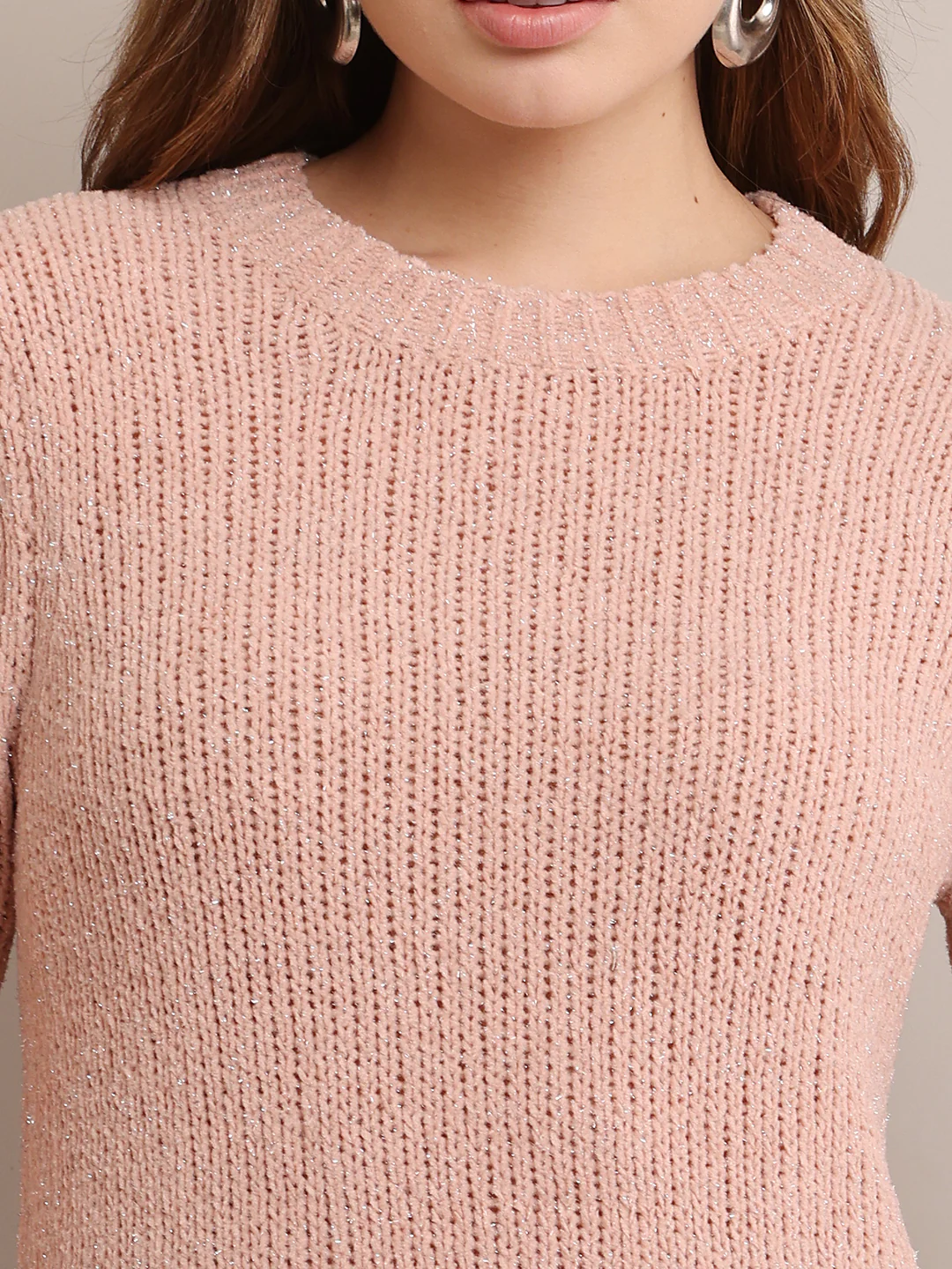 Women Nylon Full Sleeves Peach sweater - Image 5