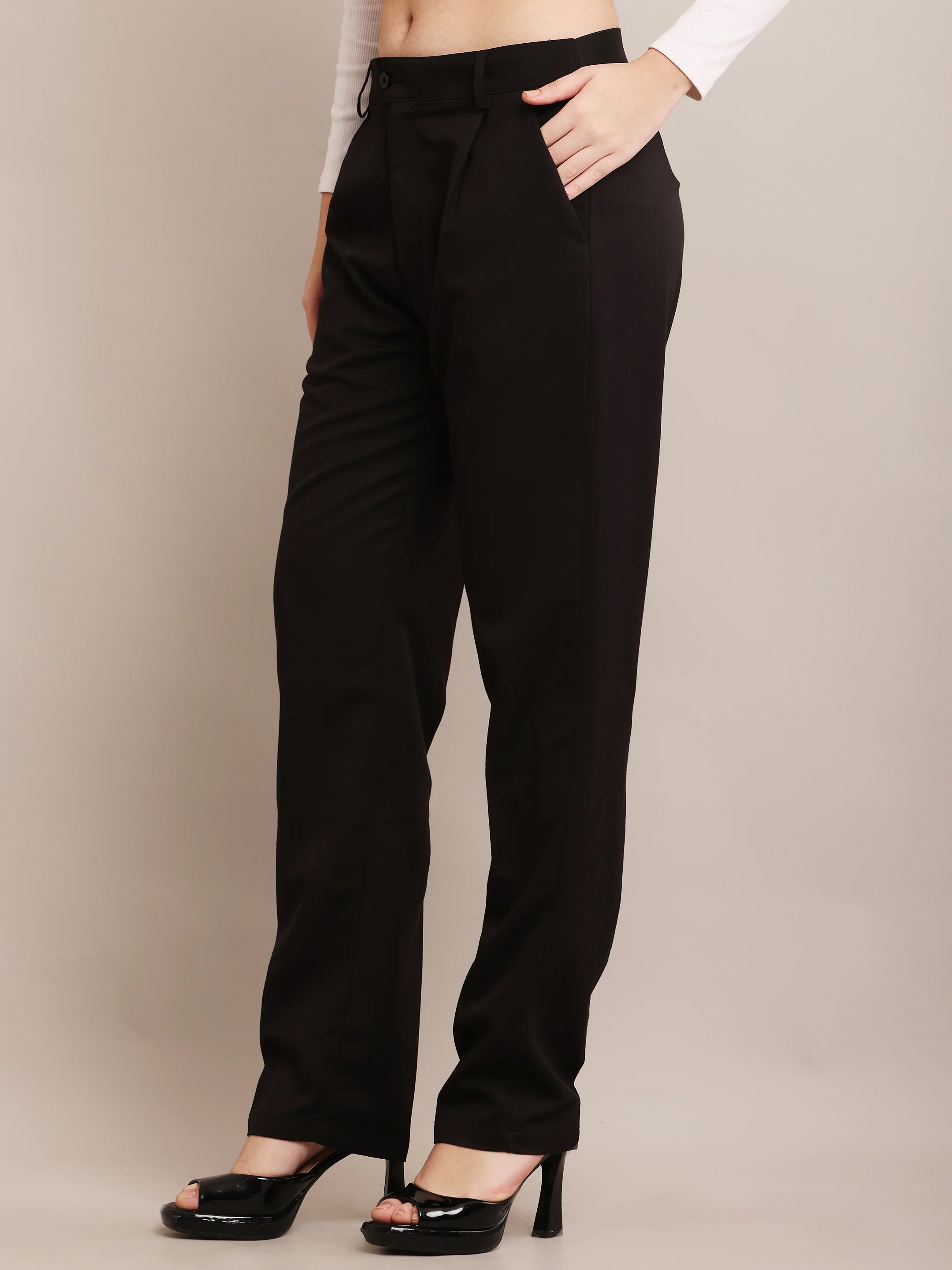 Women Polyester Pants With Pockets - Image 2