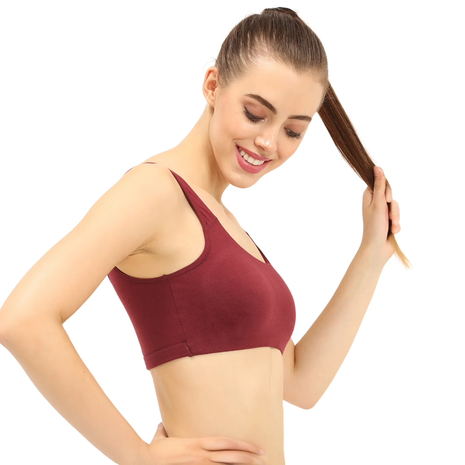 Non-padded Non-wired Full Coverage Slip-on Moulded Double Layered Sports Bra - Image 5