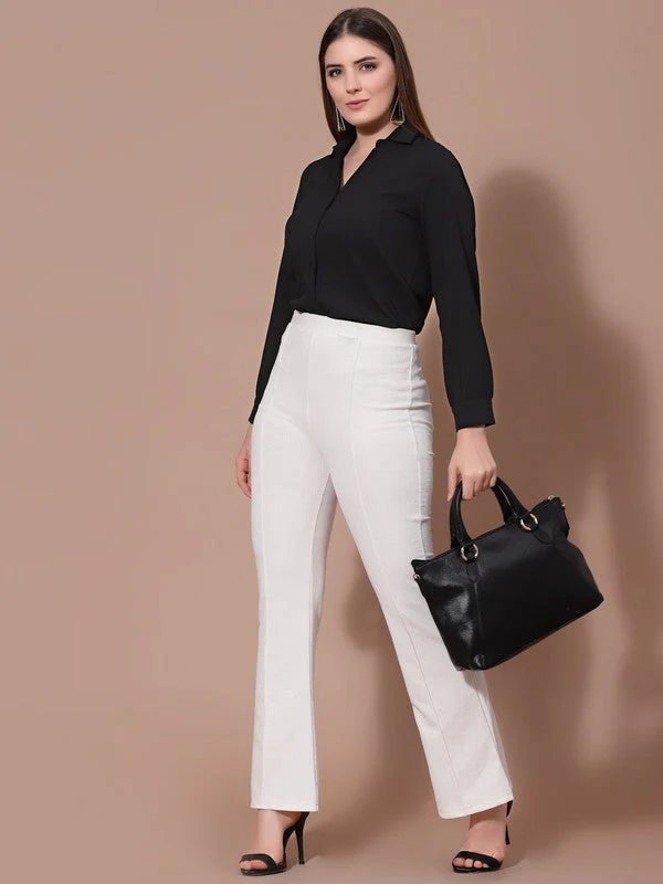 Women Black Odour Free Spread Collar Formal Shirt - Image 4
