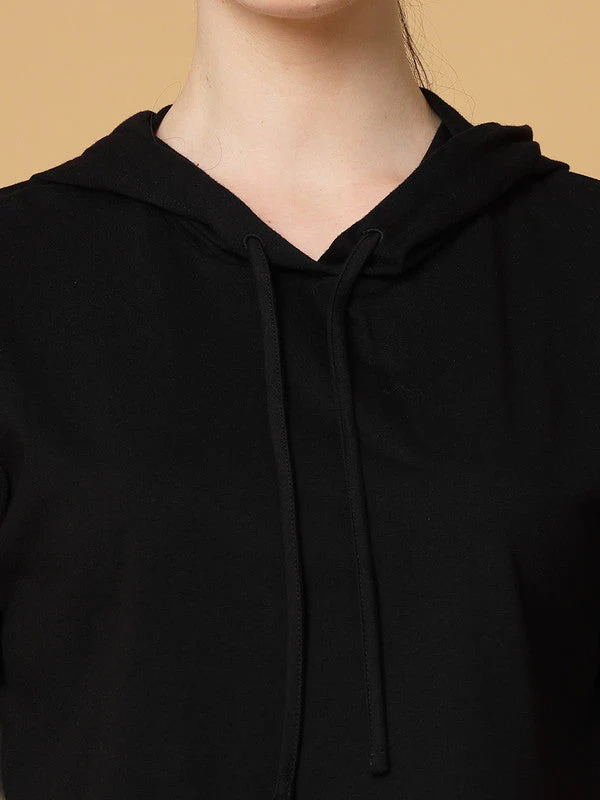 Women Black Hooded Anti Odour T-shirt - Image 4