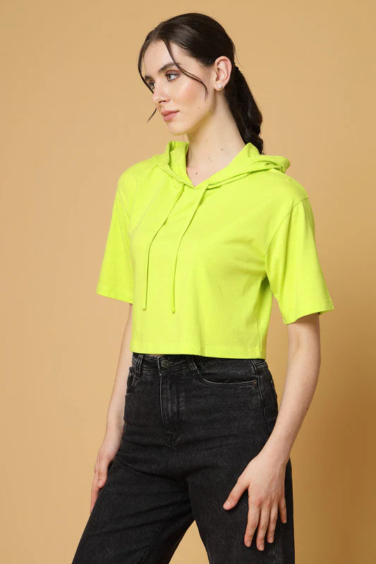 Women Green Hooded Anti Odour T-shirt - Image 2