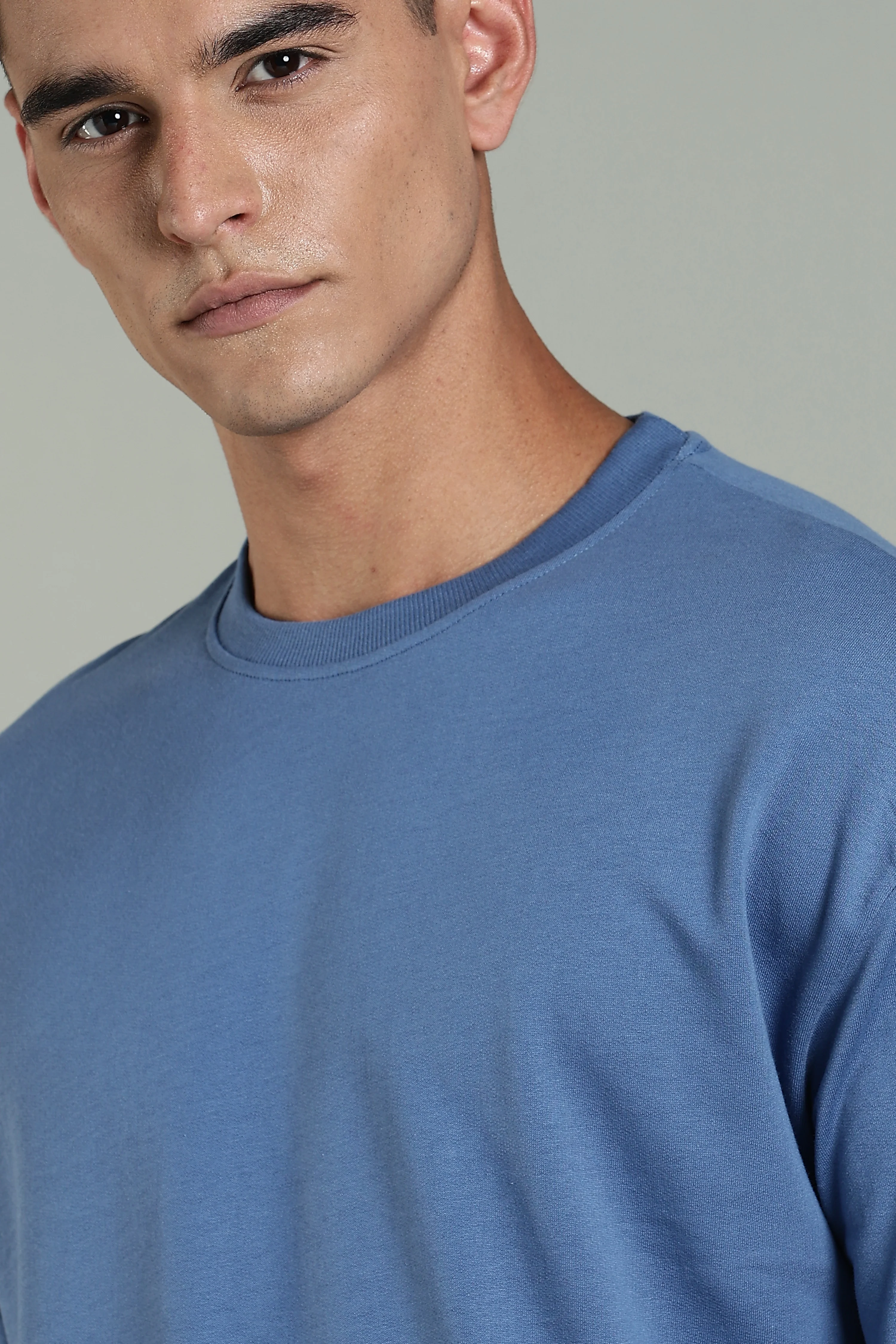 Men Blue Cotton Oversized T-Shirt - Image 8