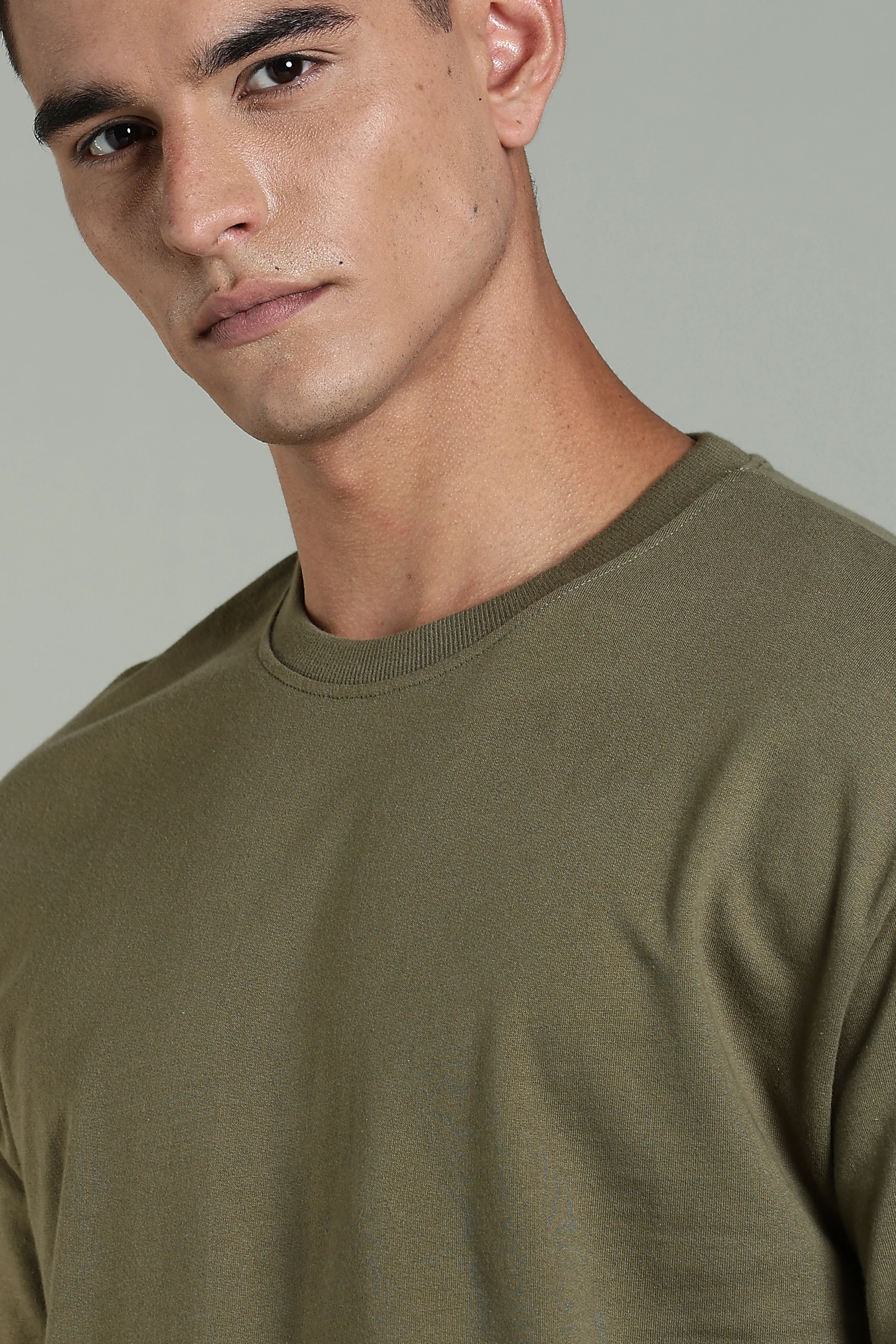 Men Olive Cotton Oversized T-Shirt - Image 6