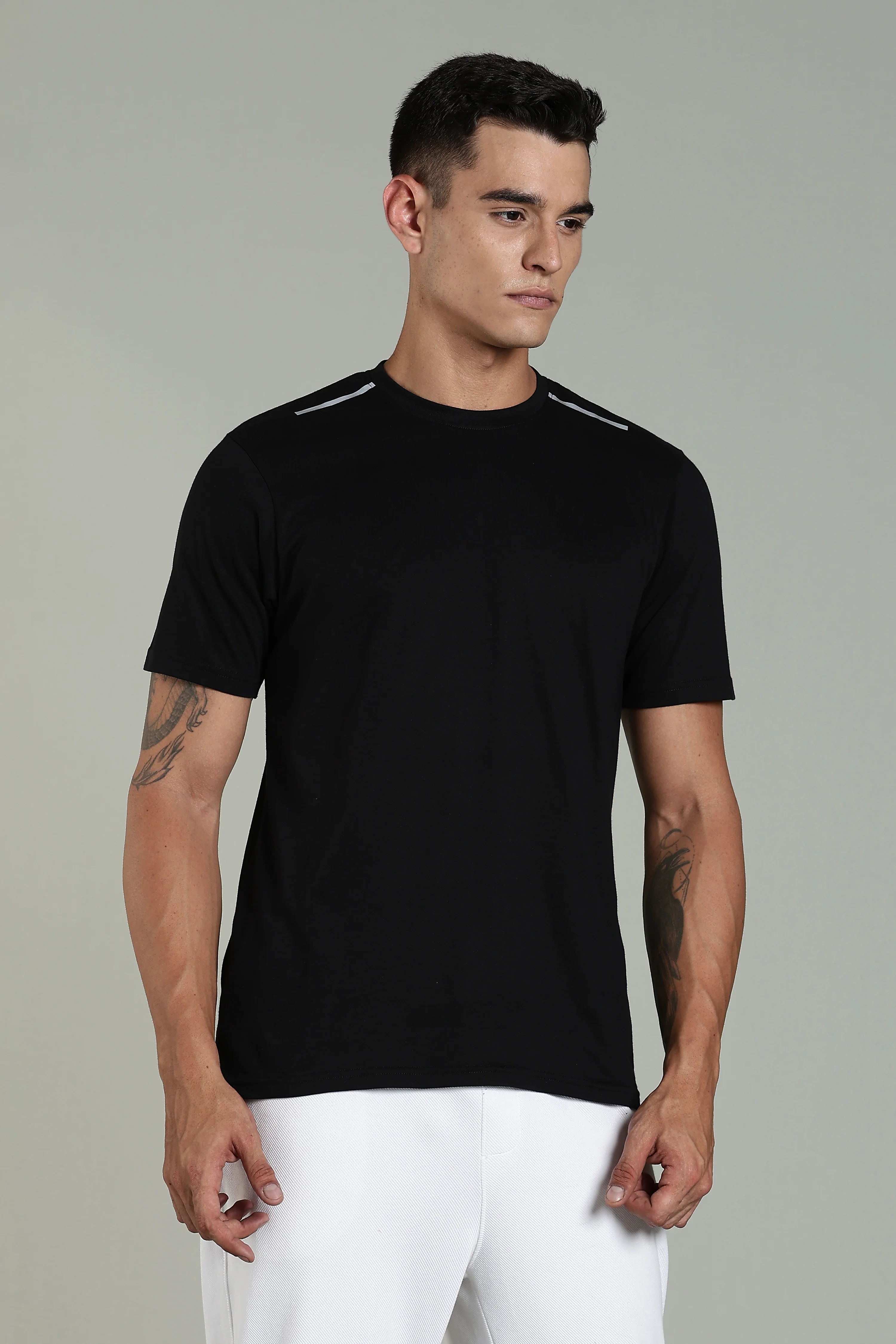 Men Black Cotton Regular T-Shirt - Image 6
