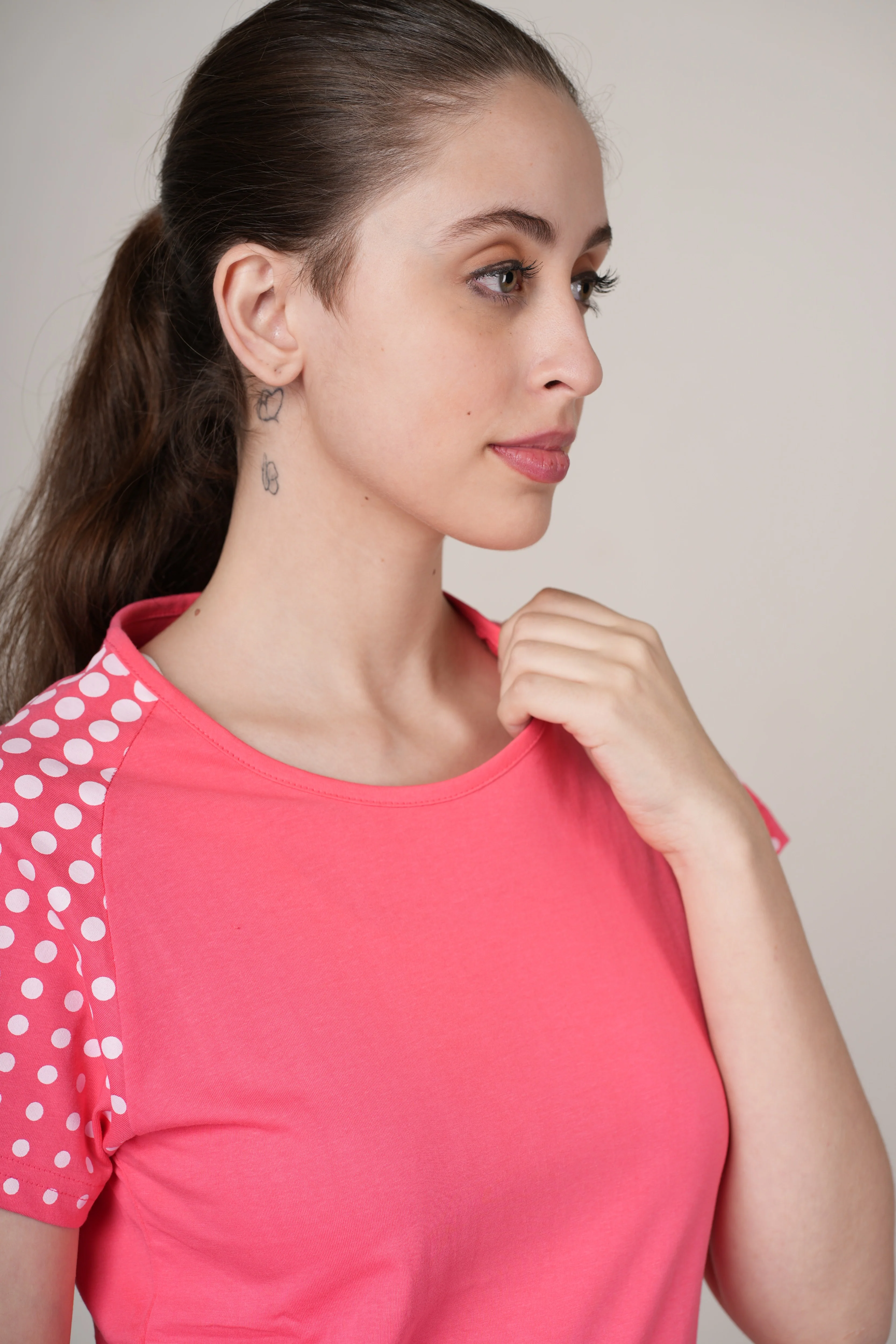 Women Pink Cotton Regular T-Shirt - Image 2
