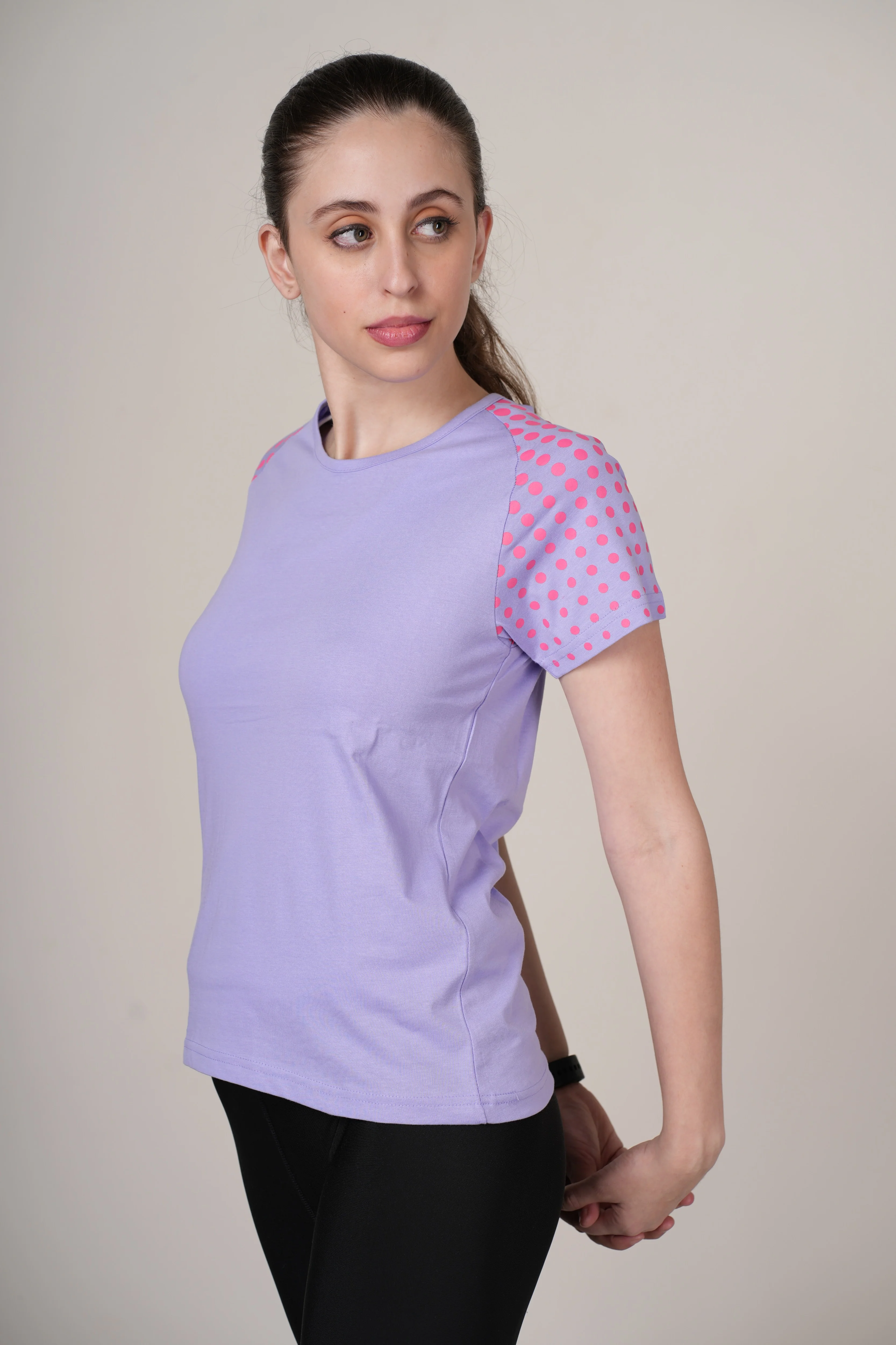 Women Lavender Cotton Regular T-Shirt - Image 9