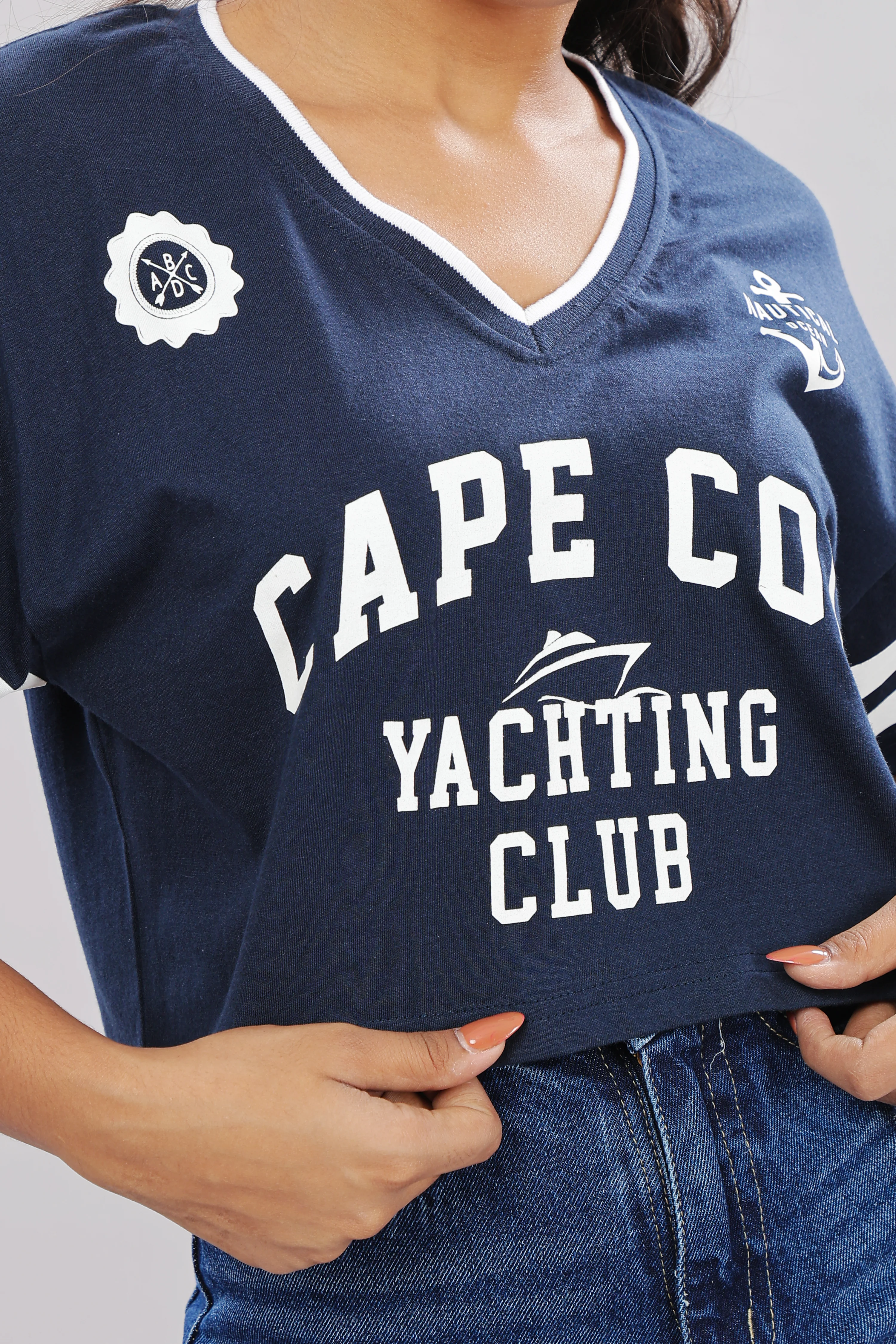 Women Blue Cotton Regular Top - Image 6