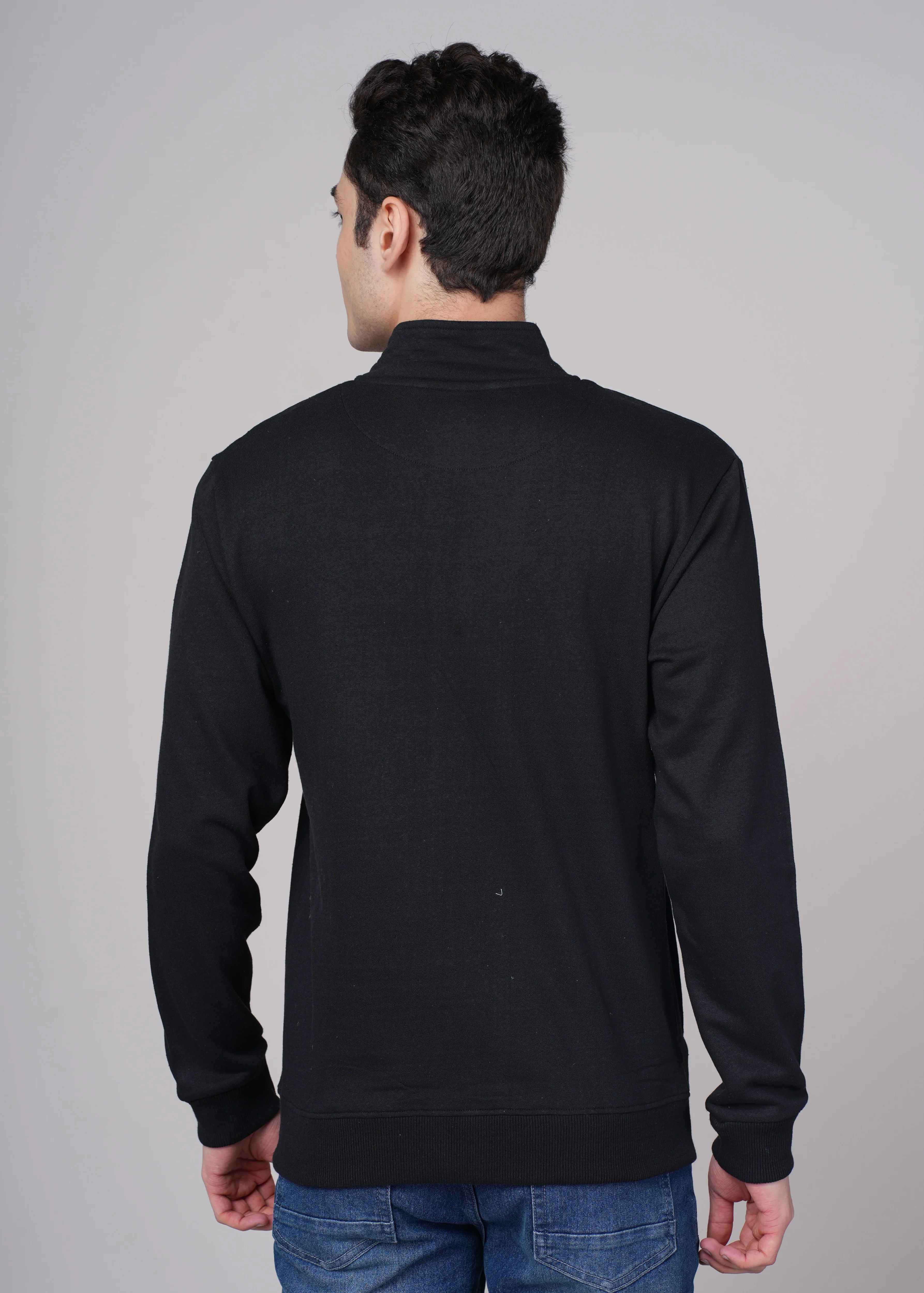 Men Black Cotton Regular Jacket - Image 6