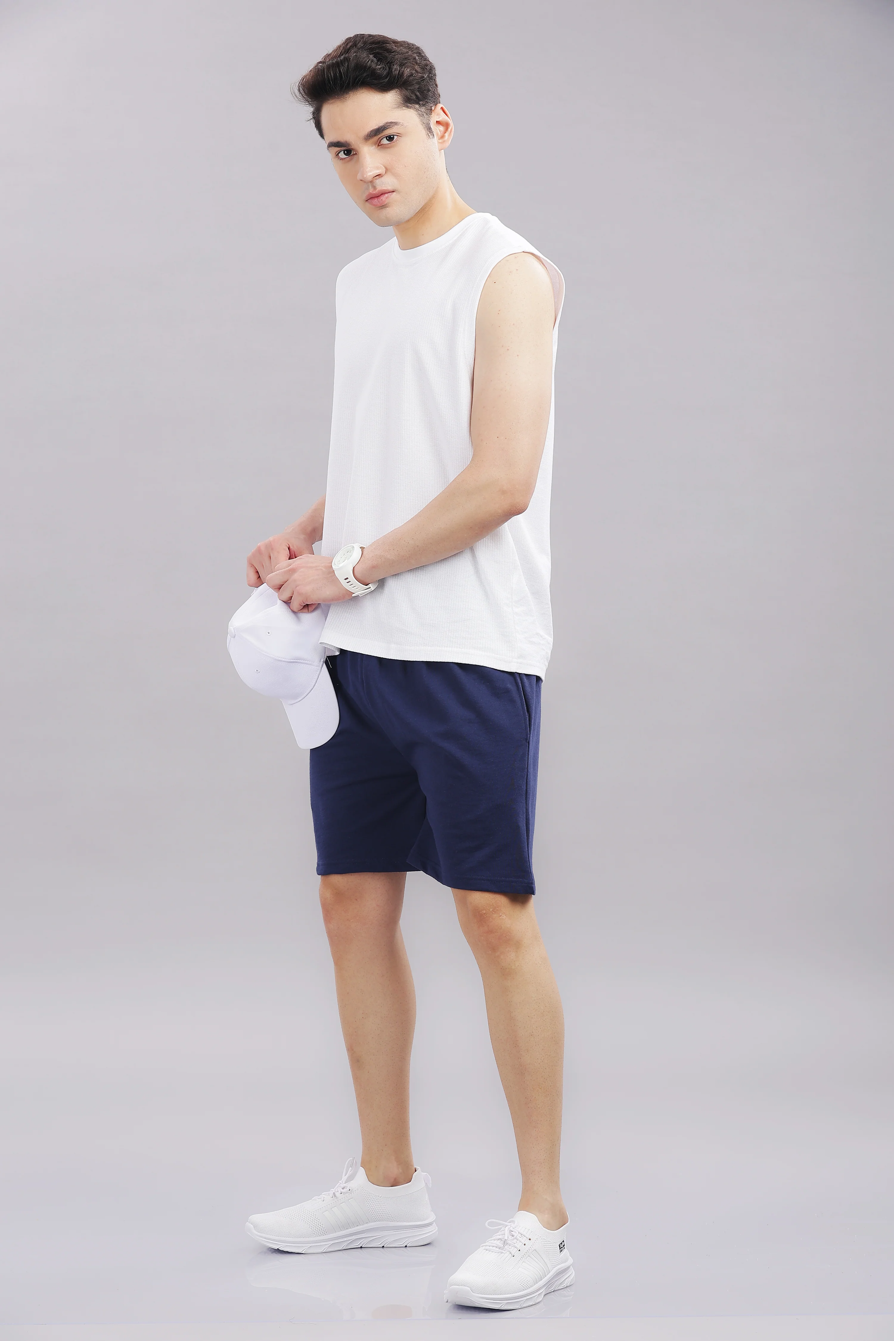 Men Navy Blue Cotton Regular Shorts - Image 8