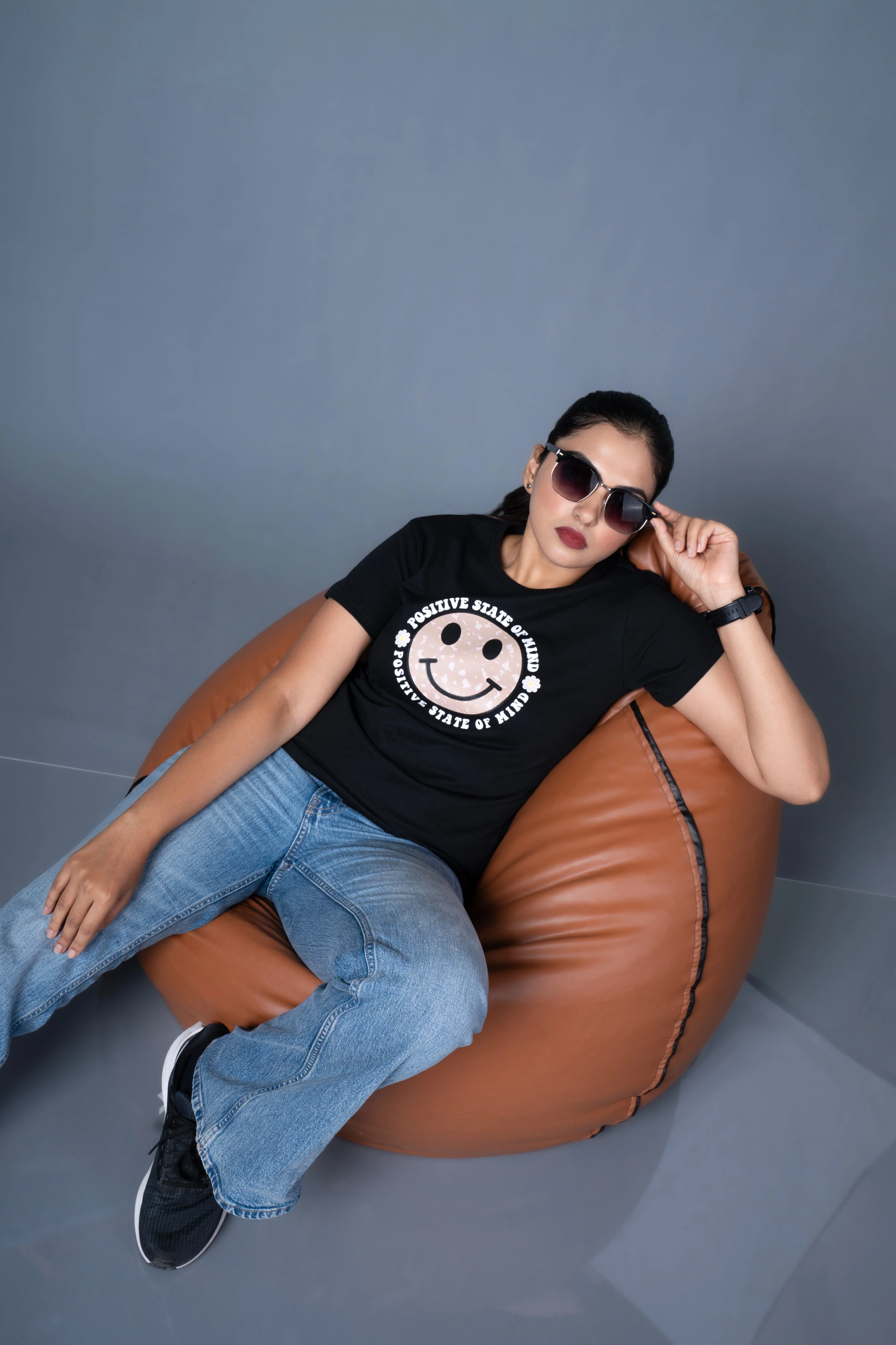 Women Black Printed Cotton Regular T-Shirt - Image 4