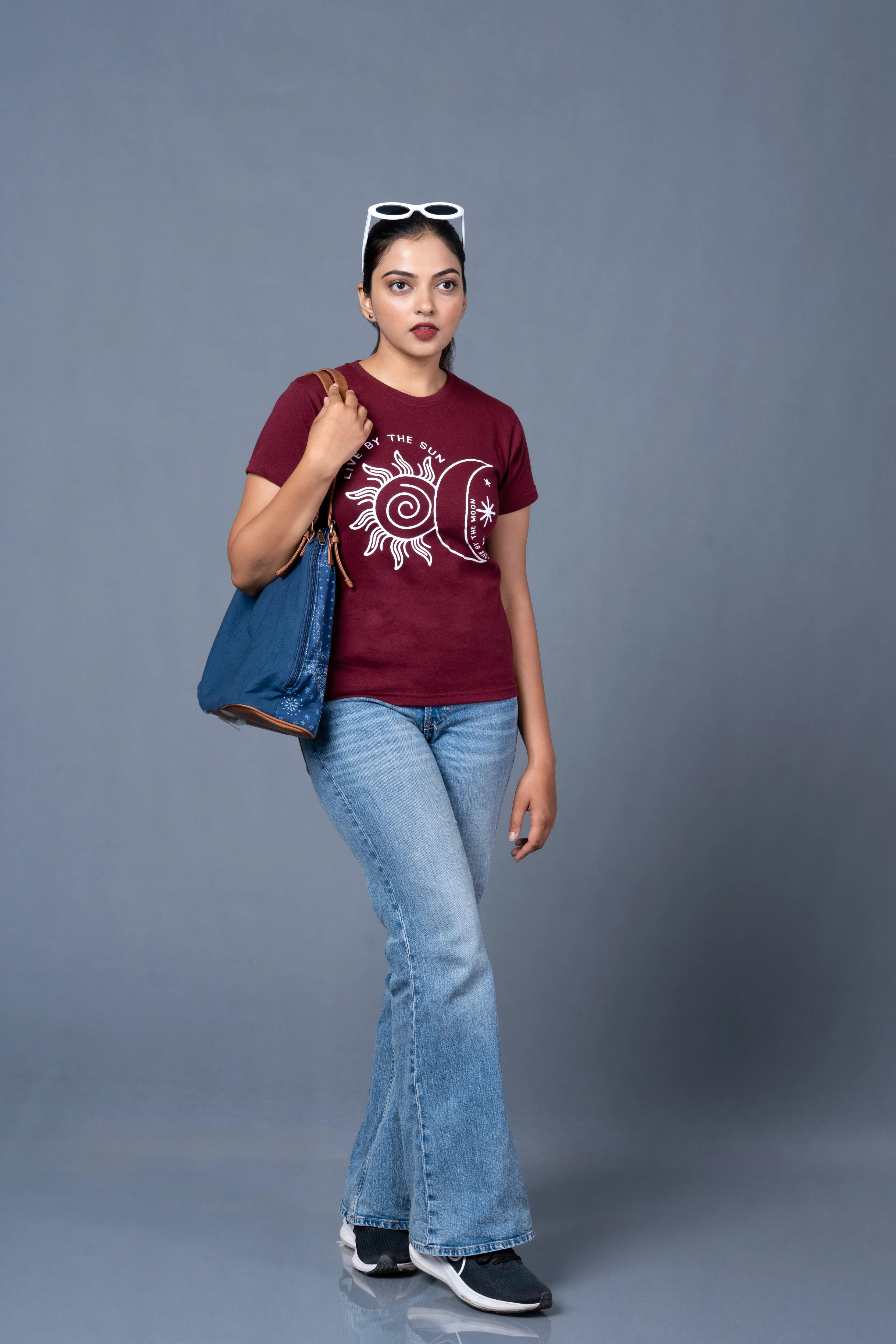Women Maroon Printed Cotton Regular T-Shirt - Image 10